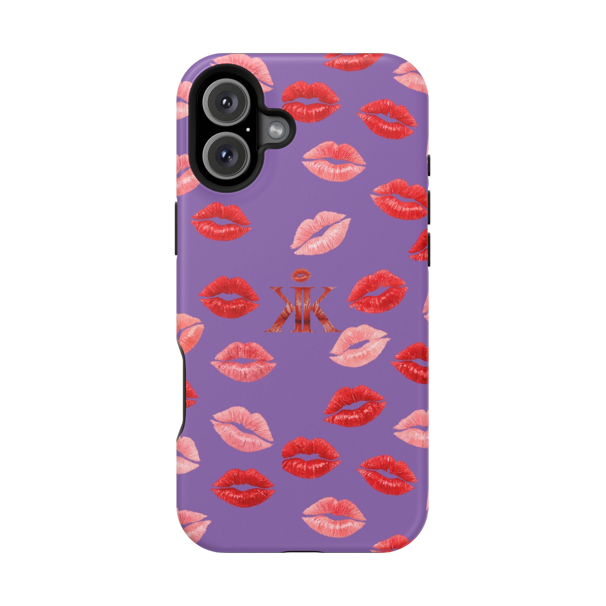 Psyche Collection Light Purple - Kiss Pattern Magnetic Impact Phone Case