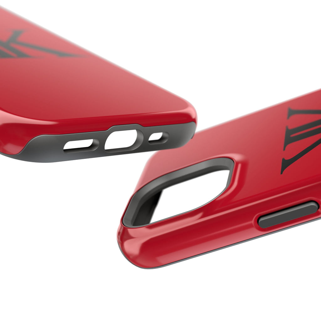 Magnetic Impact-Resistant RED Case with Bold KK Monogram