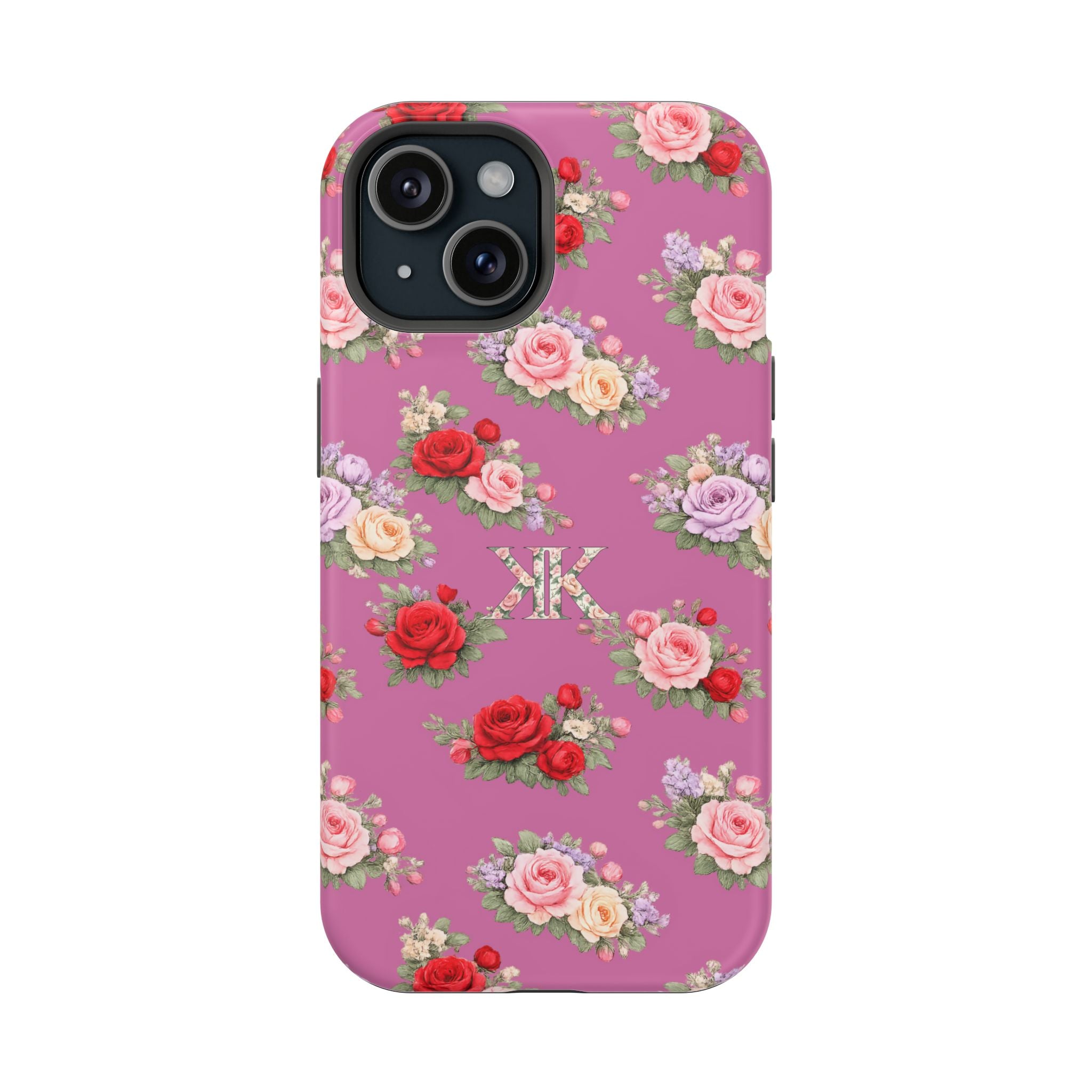 Anthos Collection Light Pink  Vintage Floral Rose Pattern Magnetic Impact-Resistant Phone Case