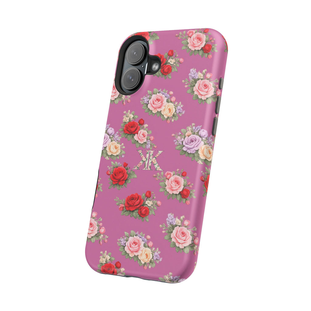 Anthos Collection Light Pink  Vintage Floral Rose Pattern Magnetic Impact-Resistant Phone Case