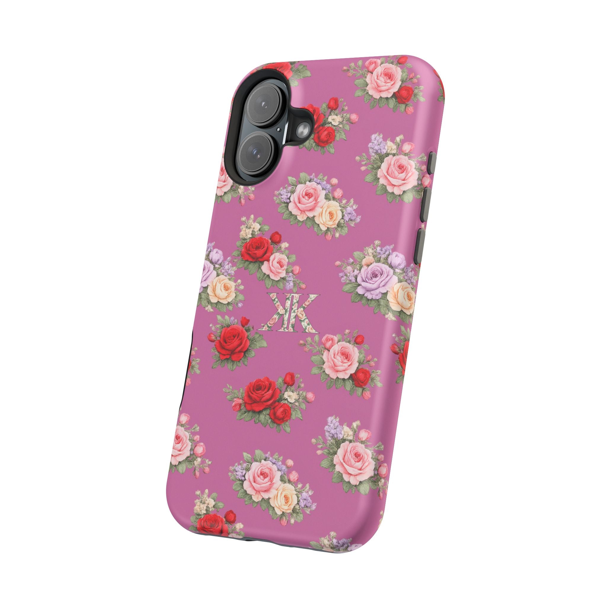 Anthos Collection Light Pink  Vintage Floral Rose Pattern Magnetic Impact-Resistant Phone Case