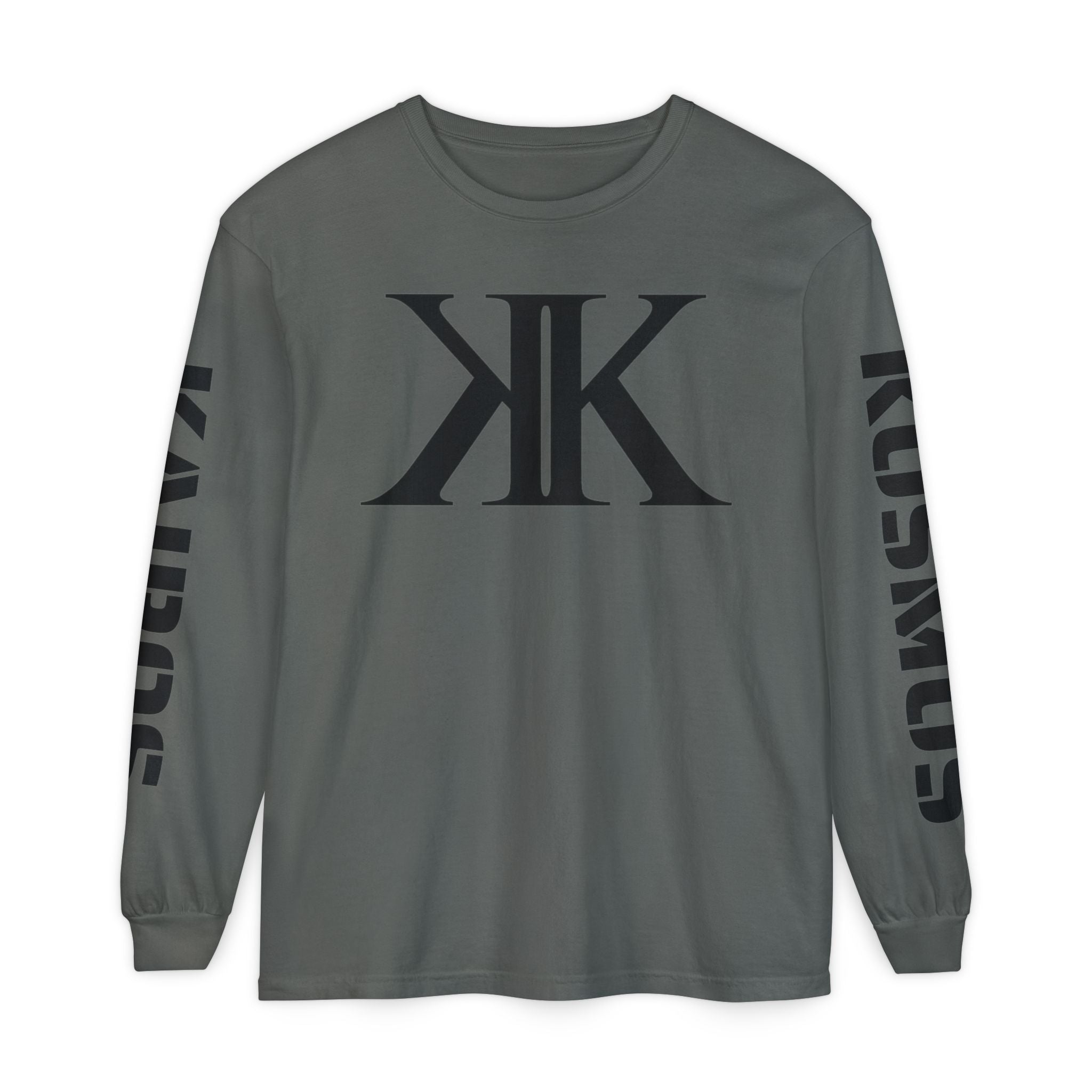 KOSMOS Monogram Uni-Sex Long Sleeve Tee — Bold Black Logo Sleeve Shirt