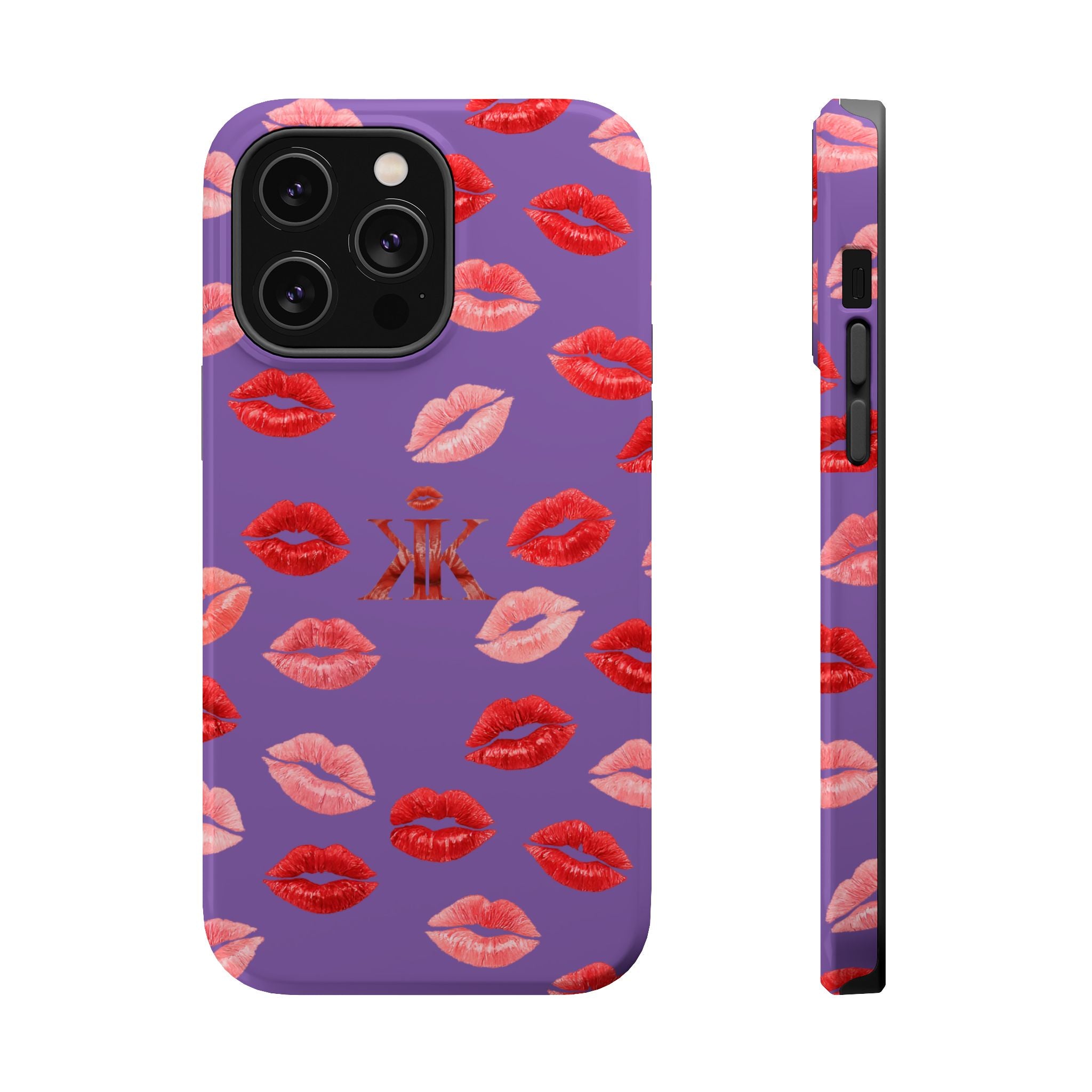 Psyche Collection Light Purple - Kiss Pattern Magnetic Impact Phone Case