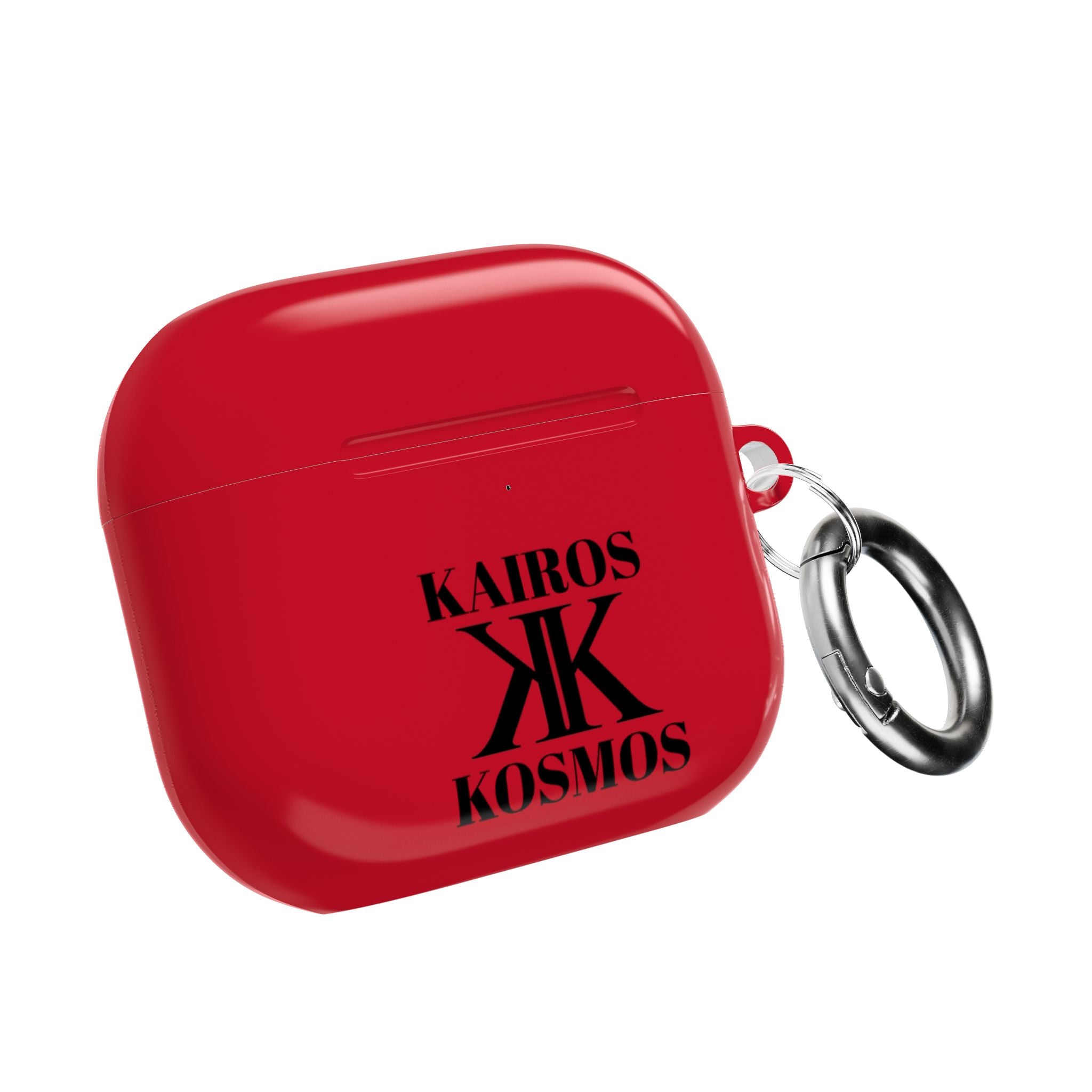 Kairos Kosmos AirPod Case RED — Minimalist Black Typography ‘Kairos Kosmos’ & “Give No Fu*ks!” Protective Cover