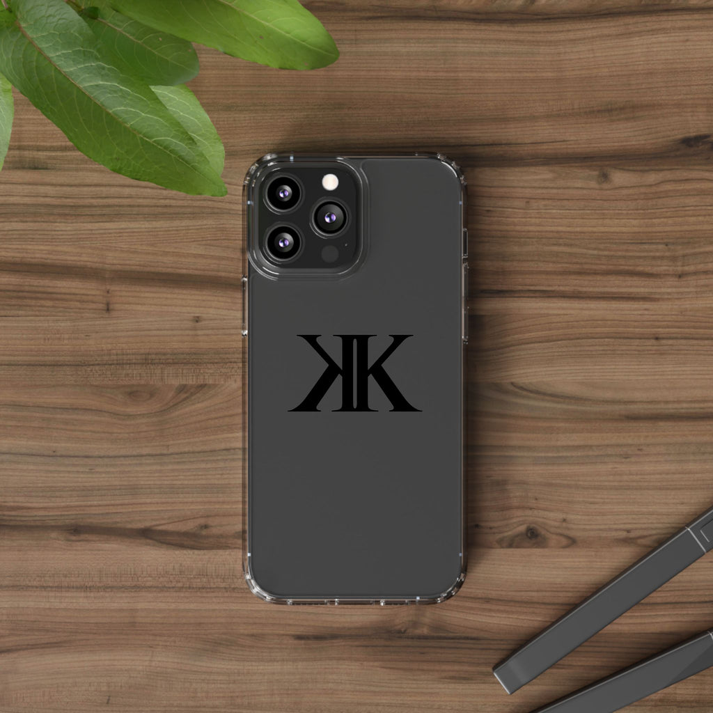 Kairos Kosmos Clear Phone Case — Minimal Black KK Monogram