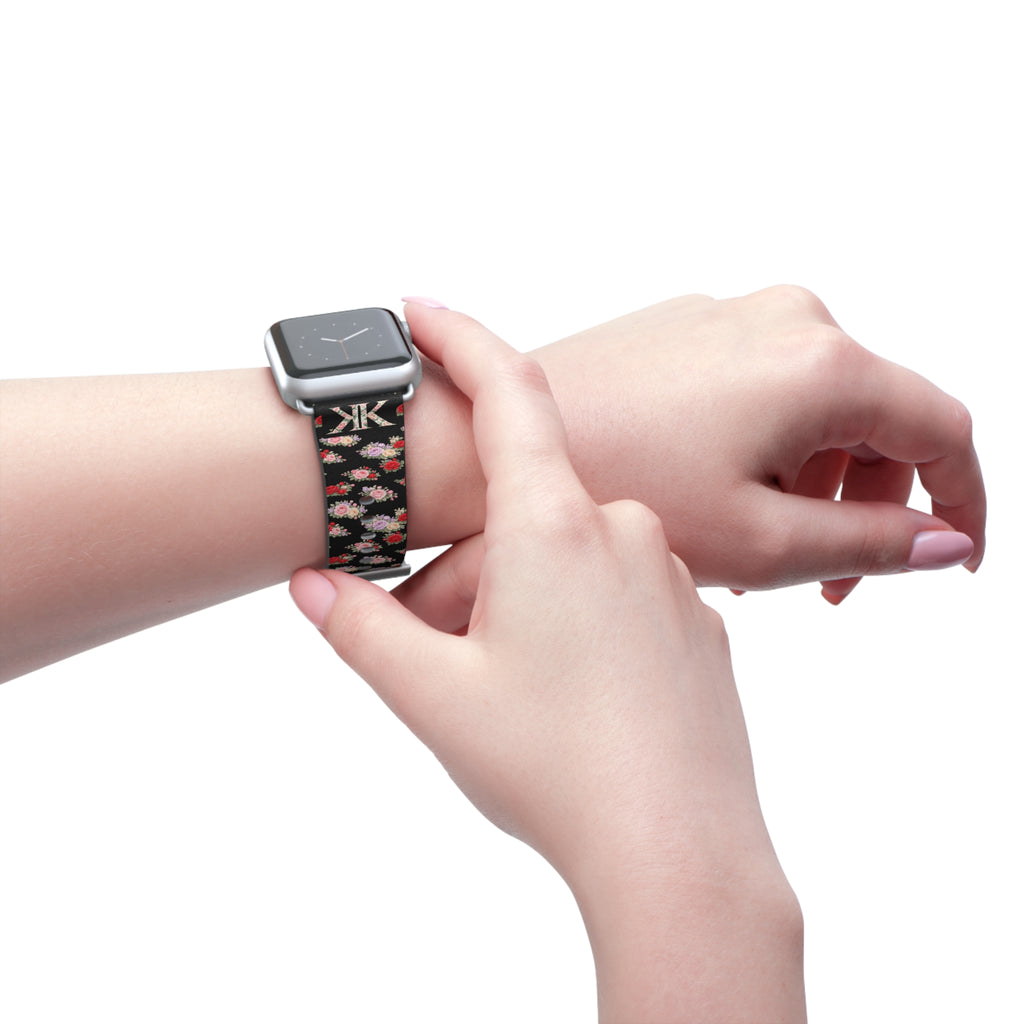 Anthos Collection BLACK Floral Vintage Watch Band — Apple Watch Strap