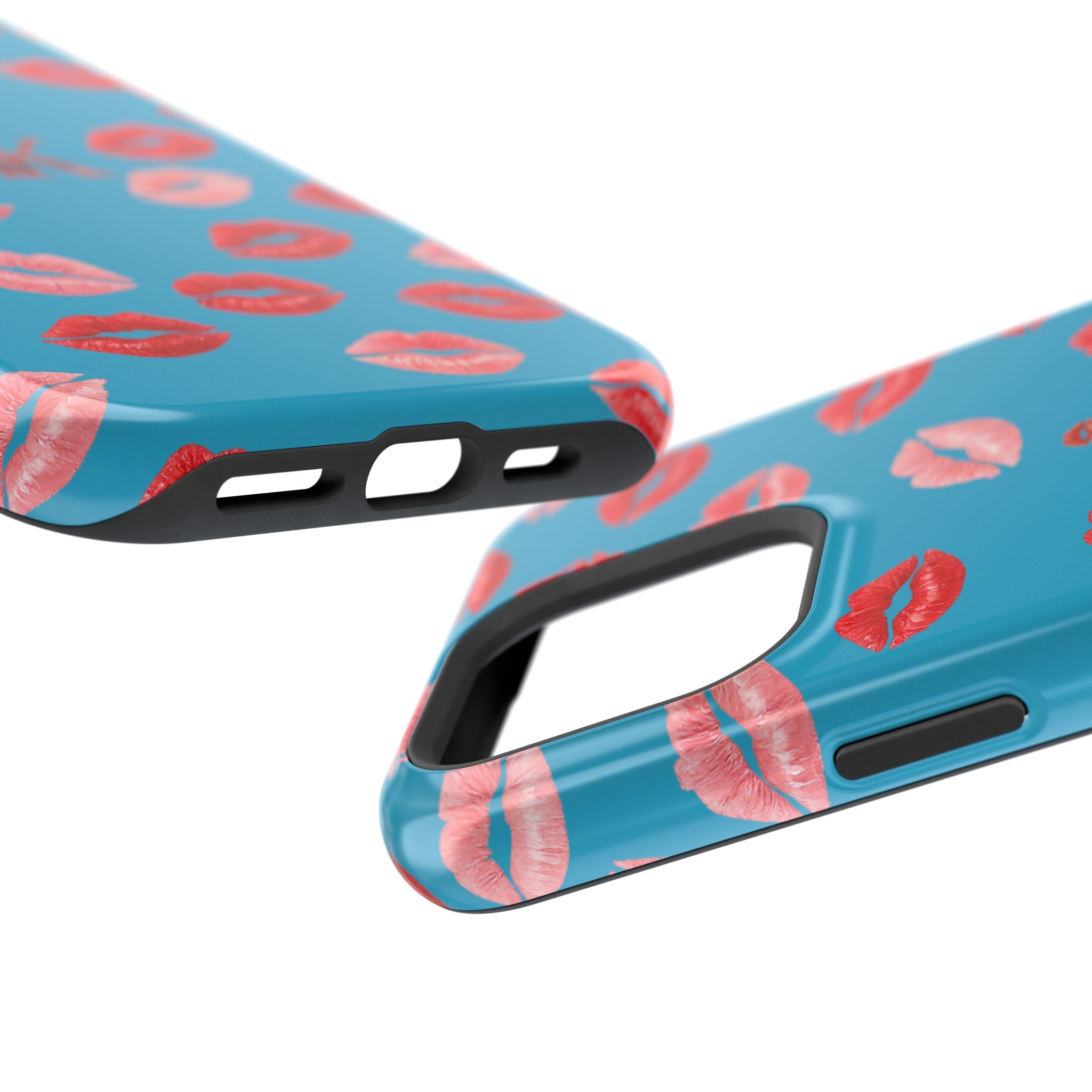 Psyche Collection Turquoise - Kiss Pattern Magnetic Impact Phone Case