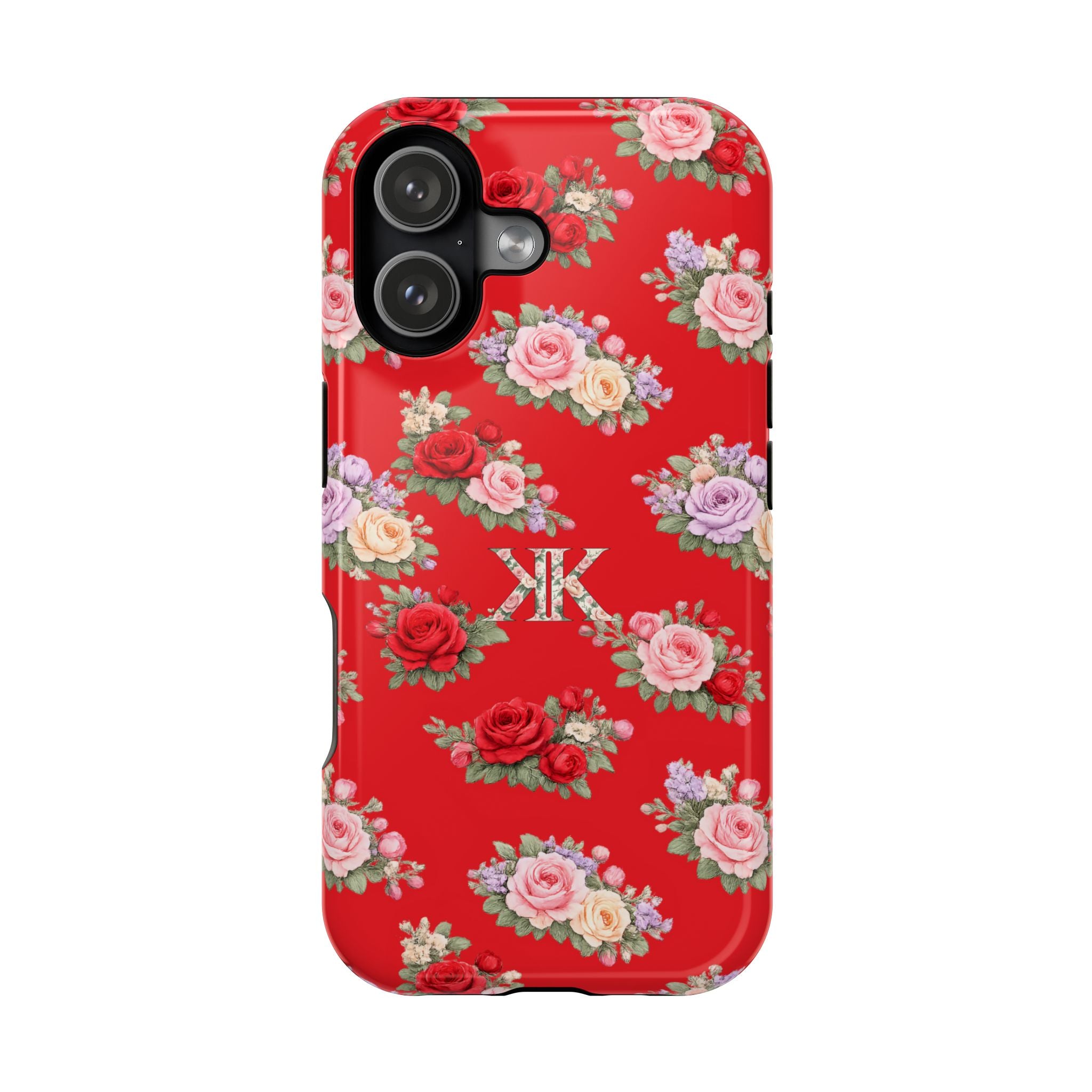Anthos Collection RED Vintage Floral Rose Pattern Magnetic Impact-Resistant Phone Case