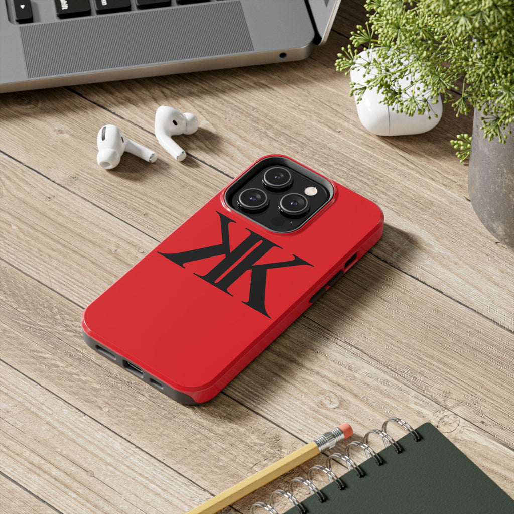 Monogram 'KK' RED Tough Phone Case — Minimal Black Initials Protective Cover