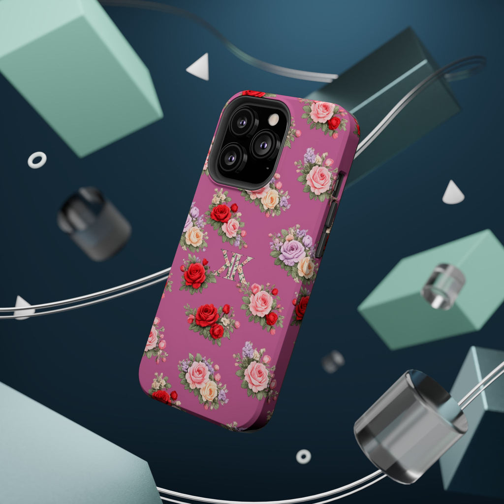 Anthos Collection Light Pink  Vintage Floral Rose Pattern Magnetic Impact-Resistant Phone Case