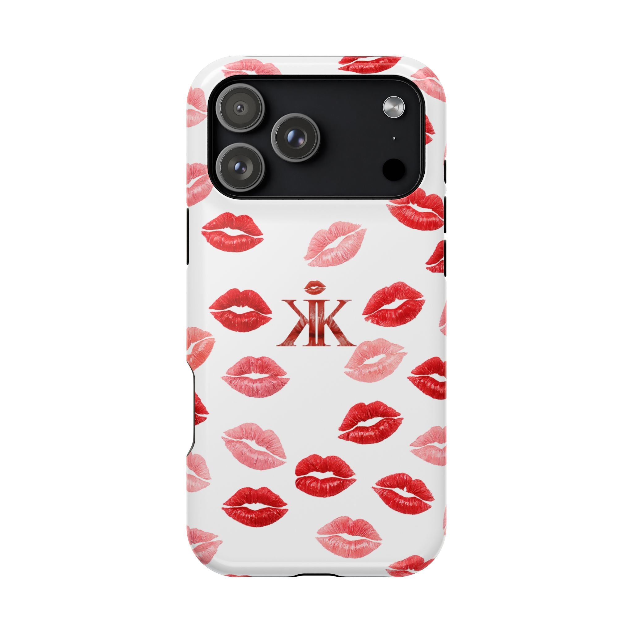 Psyche Collection White - Kiss Pattern Magnetic Impact Phone Case