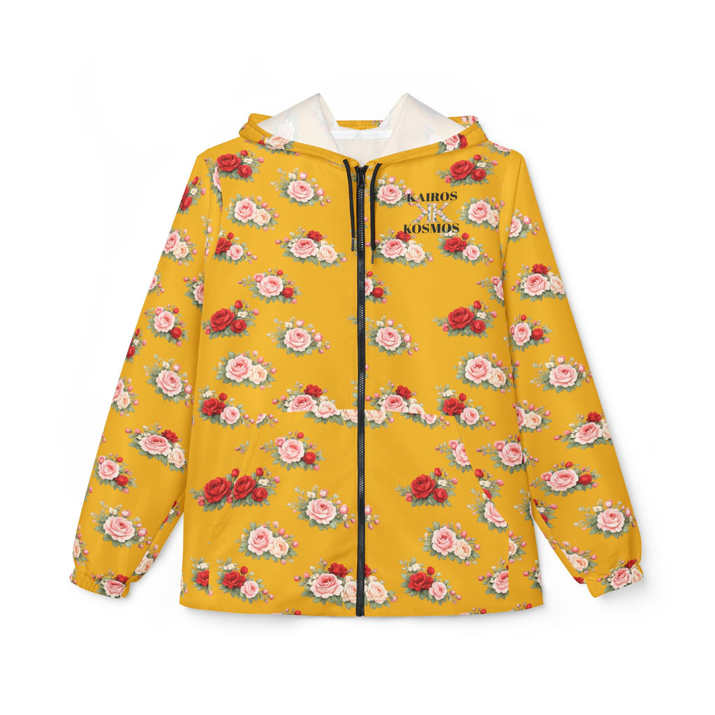 Anthos Collection Yellow Floral Rose Panel Windbreaker Jacket