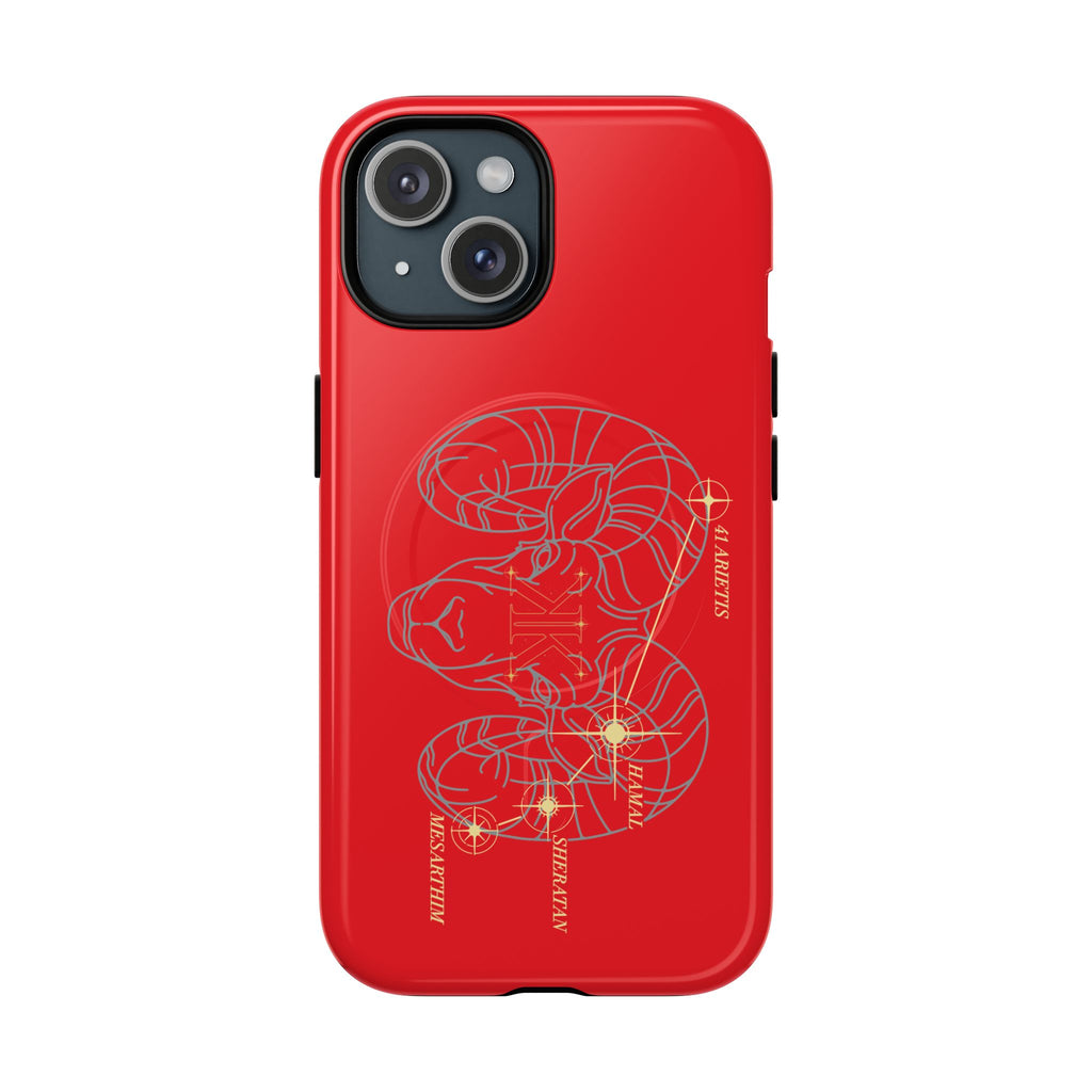 Aether Collection RED Aries Tough Magnetic Phone Case — Minimal Zodiac Design