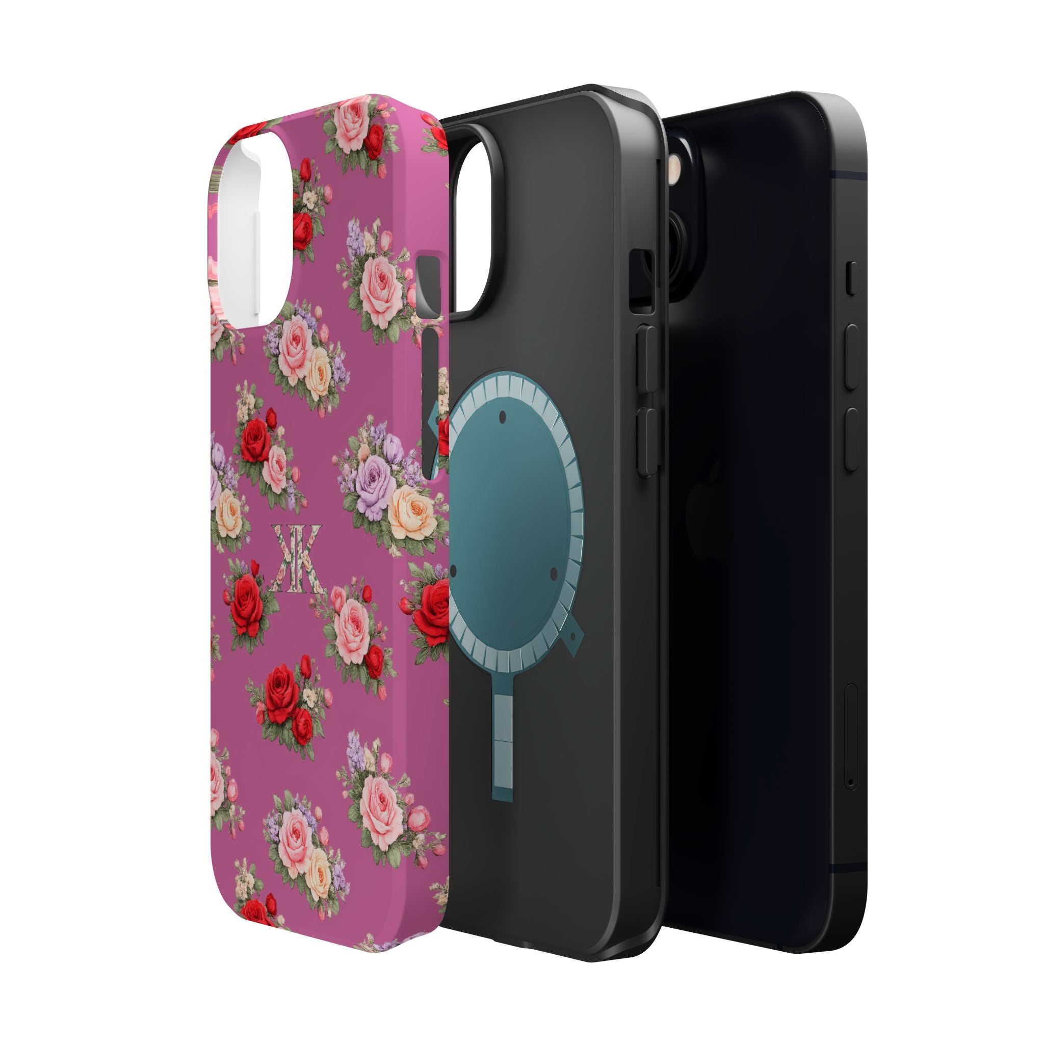 Anthos Collection Light Pink  Vintage Floral Rose Pattern Magnetic Impact-Resistant Phone Case