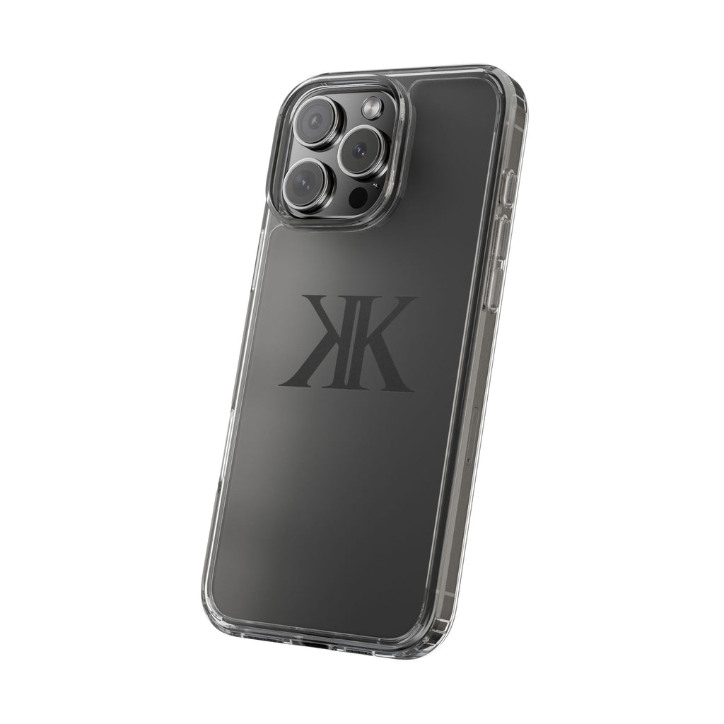 Kairos Kosmos Clear Phone Case — Minimal Black KK Monogram
