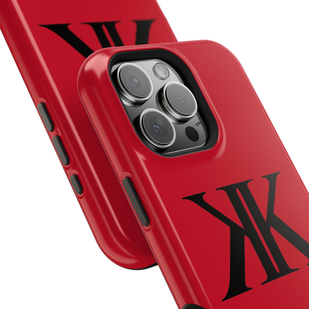 Magnetic Impact-Resistant RED Case with Bold KK Monogram