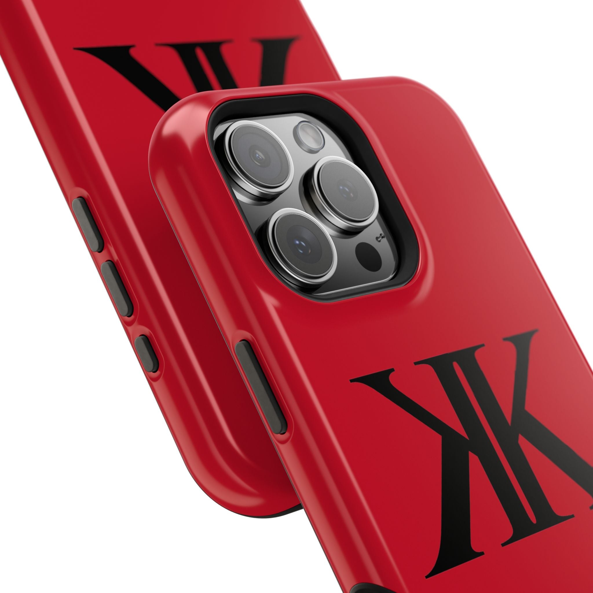 Magnetic Impact-Resistant RED Case with Bold KK Monogram
