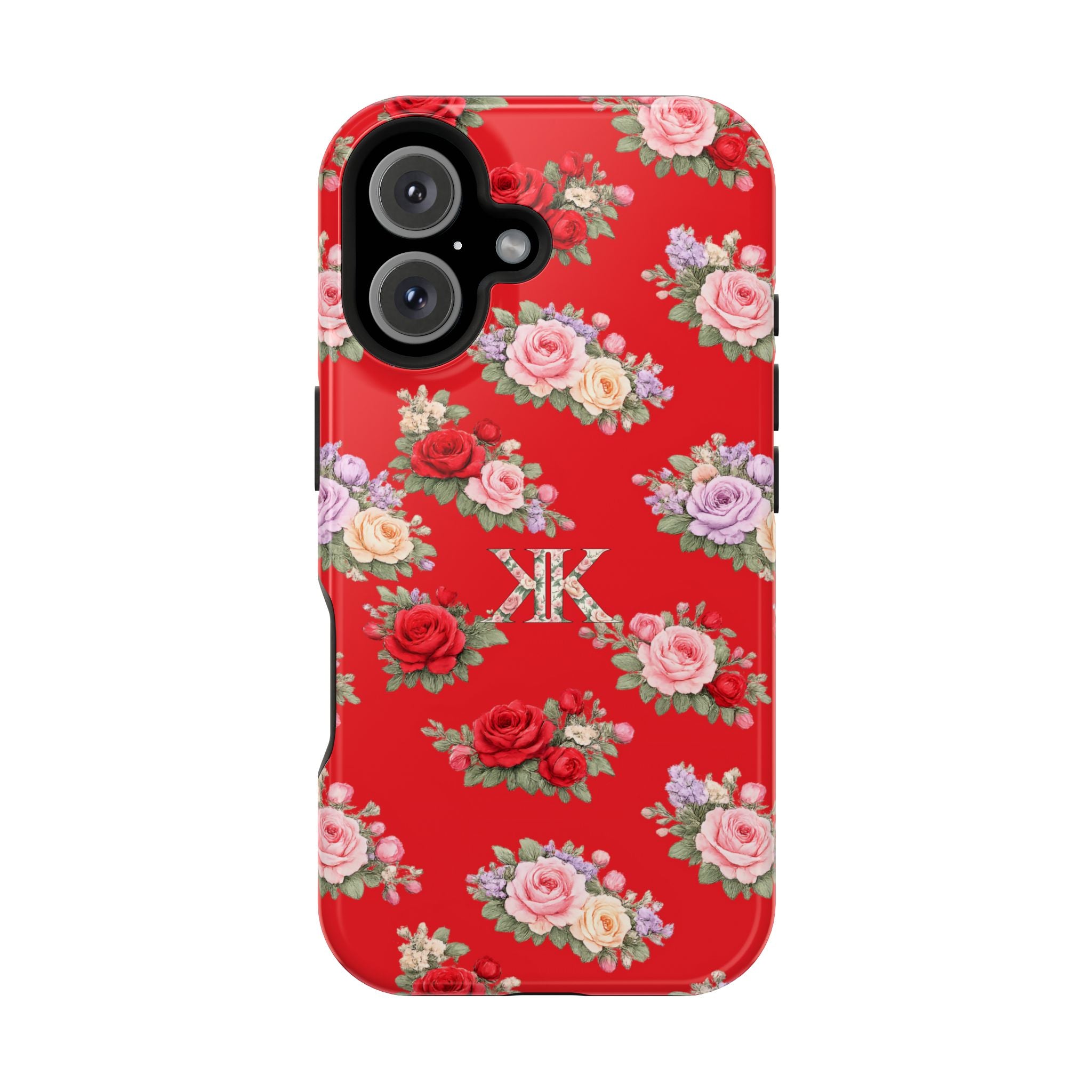 Anthos Collection RED Vintage Floral Rose Pattern Magnetic Impact-Resistant Phone Case