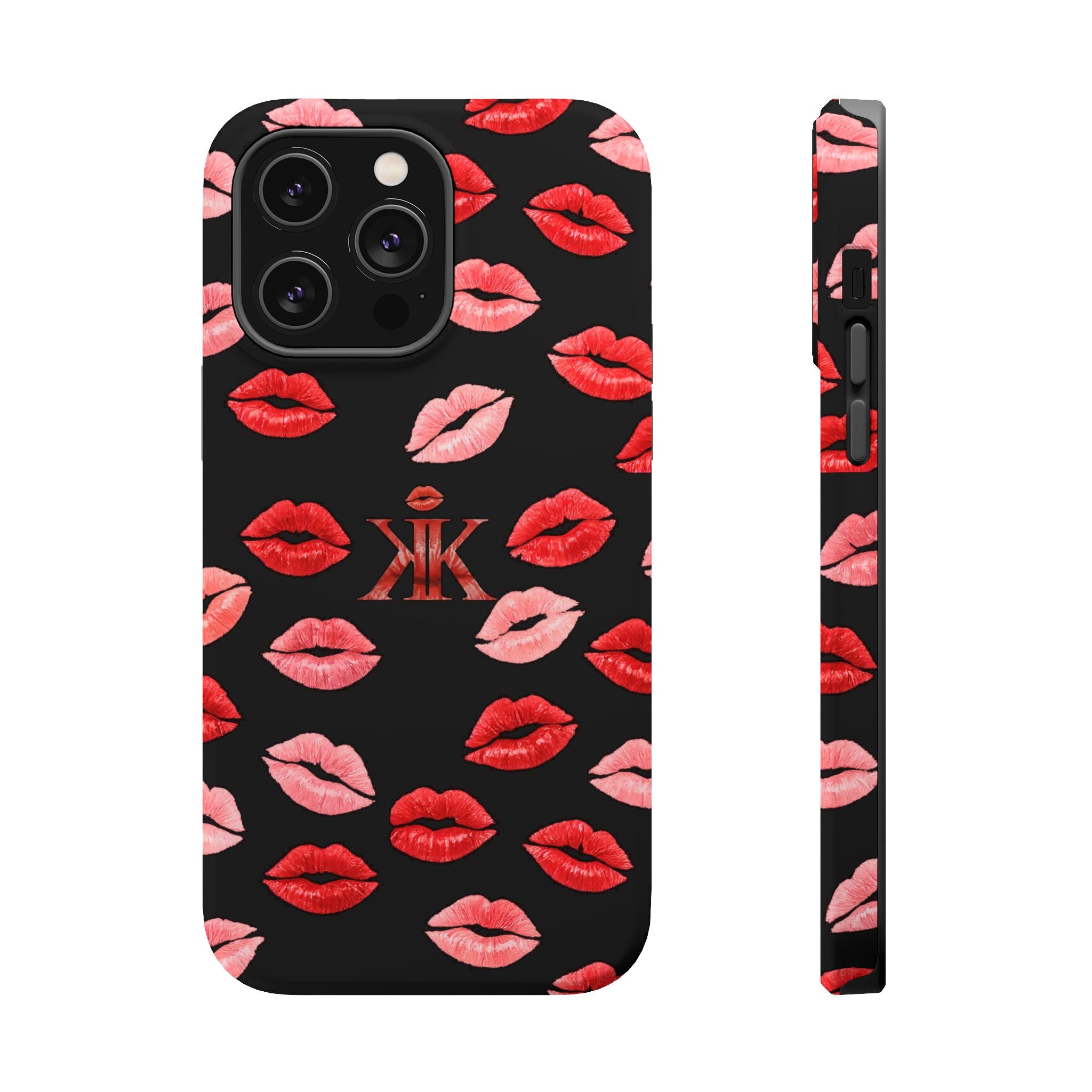 Psyche Collection BLACK - Kiss Pattern Magnetic Impact Phone Case