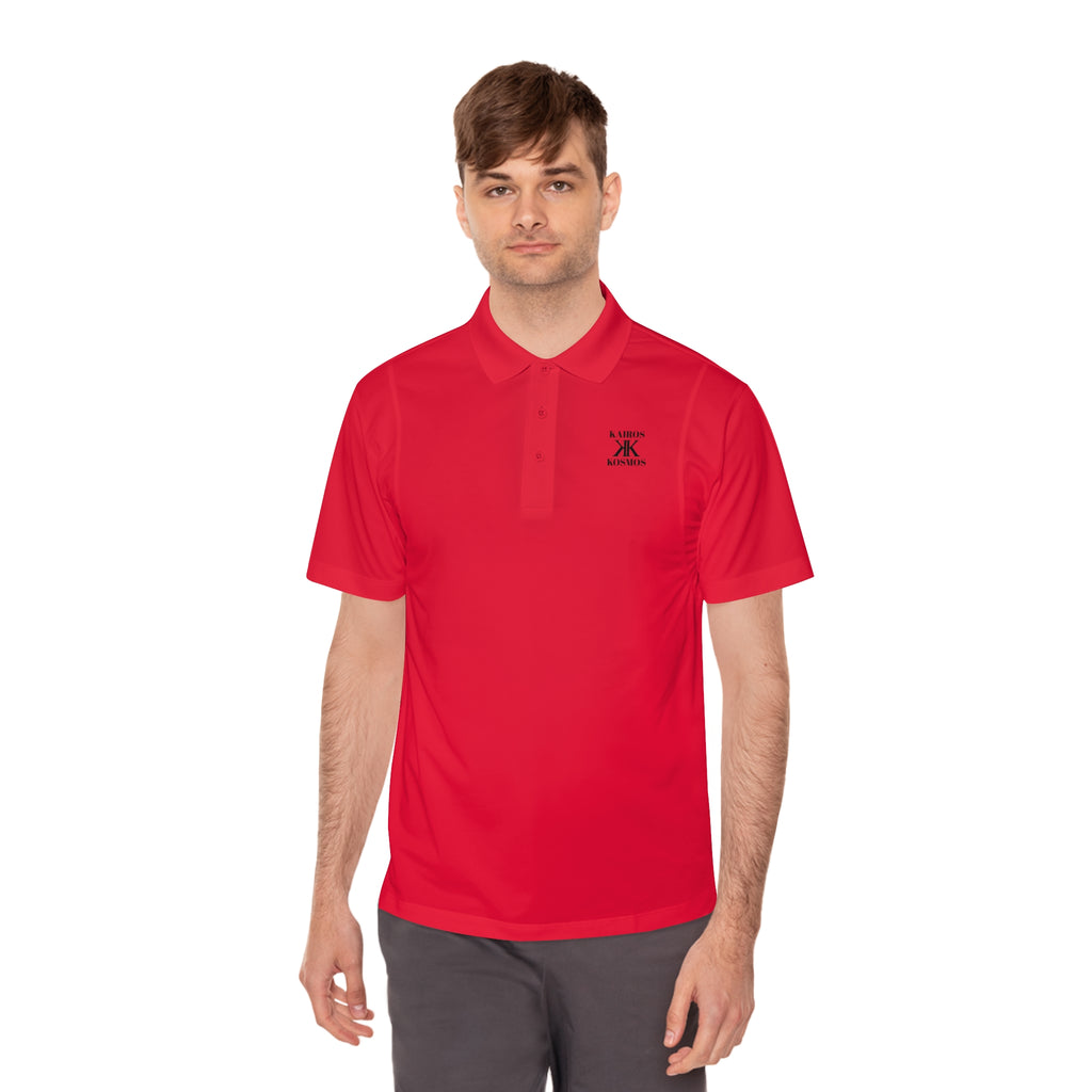 Classic Men’s Sport Polo RED — Minimalist Kairos Kosmos Logo Chest Shirt