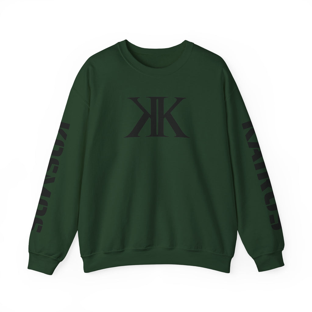 Crewneck Sweatshirt — Bold KK Logo with Sleeve Text (Kaurde / Kaurde)