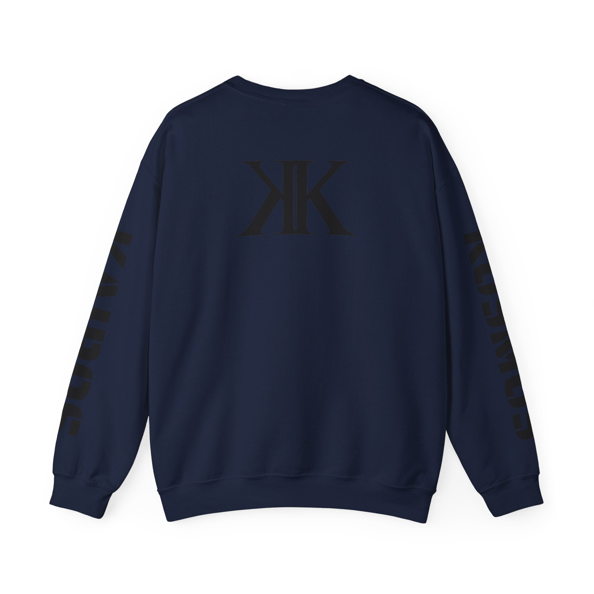 Crewneck Sweatshirt — Bold KK Logo with Sleeve Text (Kaurde / Kaurde)