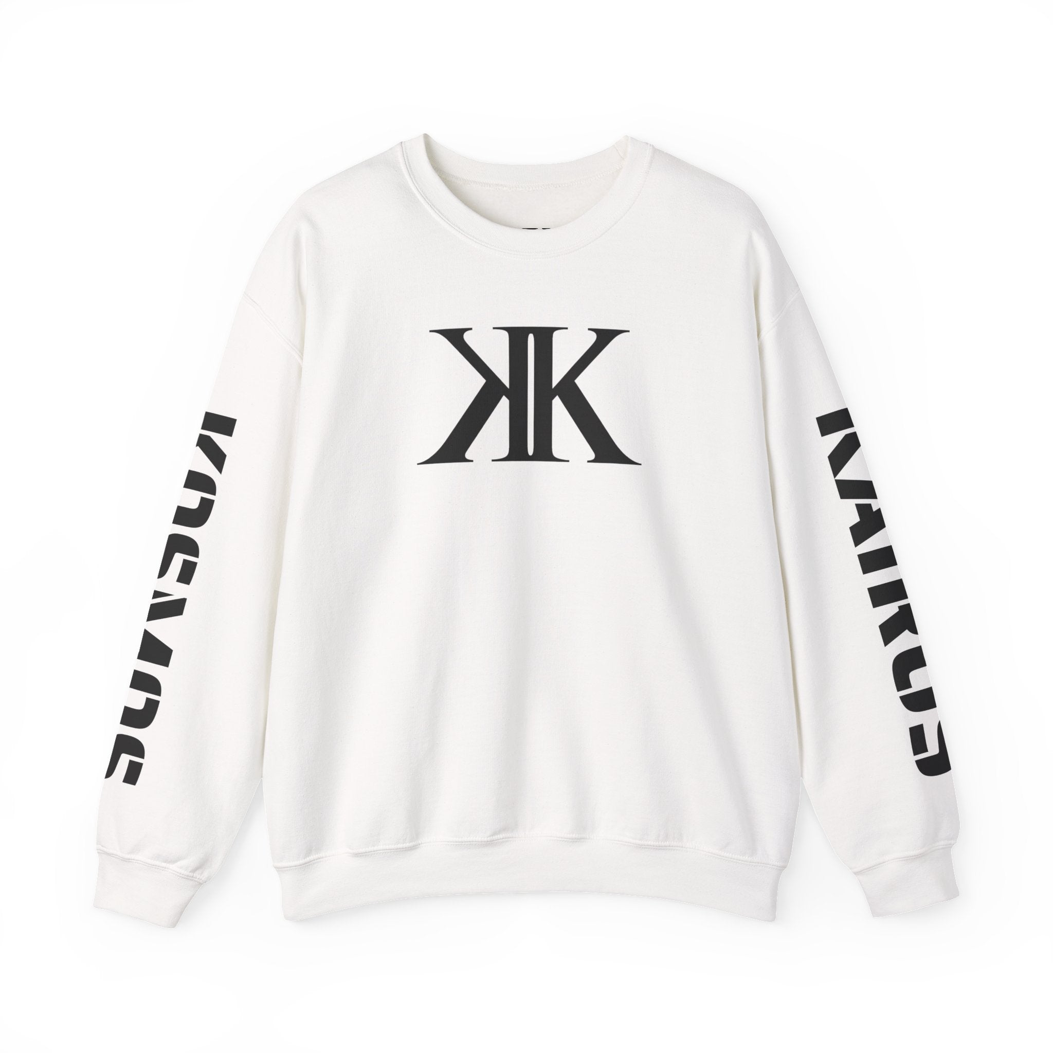 Crewneck Sweatshirt — Bold KK Logo with Sleeve Text (Kaurde / Kaurde)