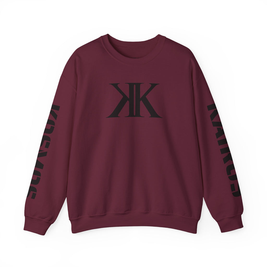 Crewneck Sweatshirt — Bold KK Logo with Sleeve Text (Kaurde / Kaurde)
