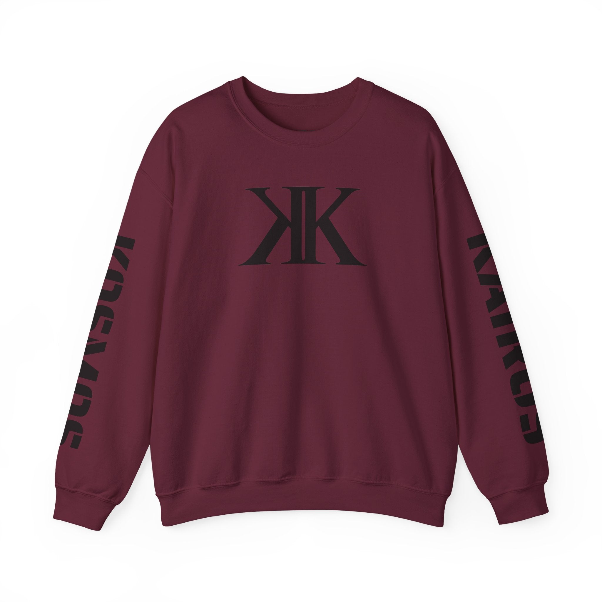 Crewneck Sweatshirt — Bold KK Logo with Sleeve Text (Kaurde / Kaurde)