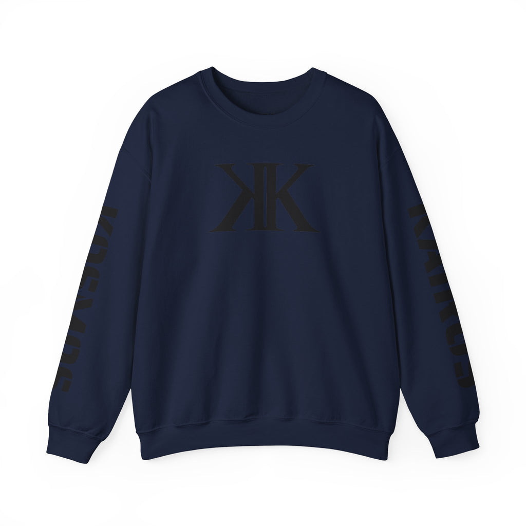 Crewneck Sweatshirt — Bold KK Logo with Sleeve Text (Kaurde / Kaurde)