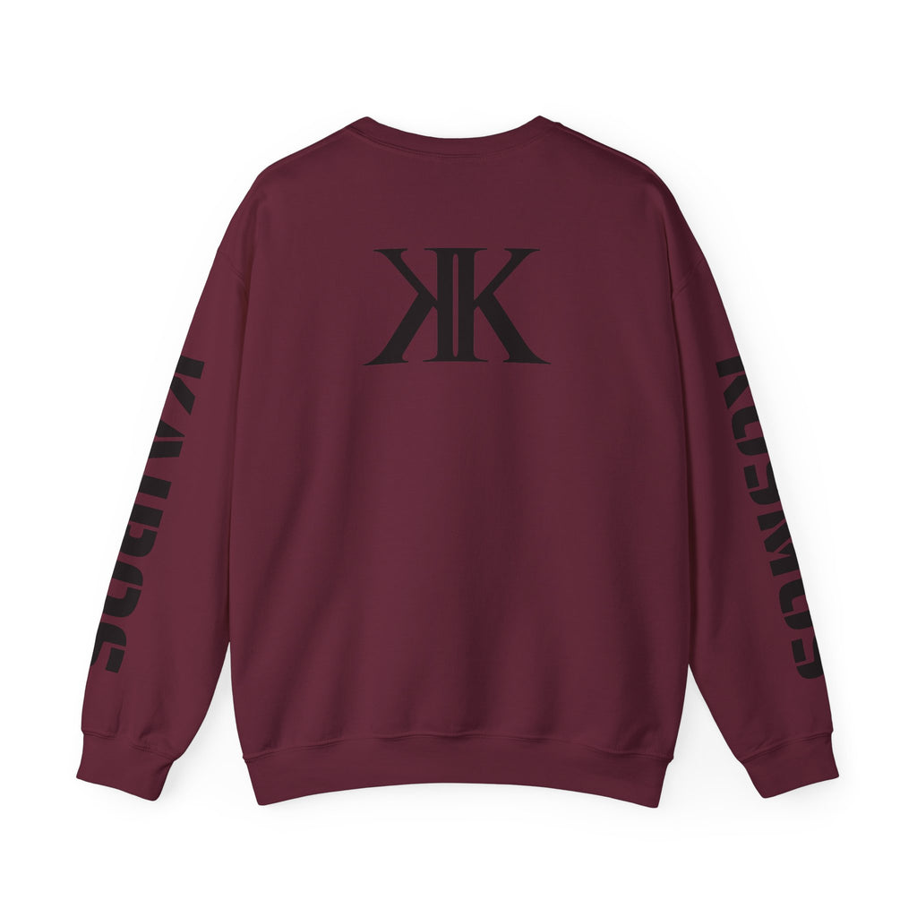 Crewneck Sweatshirt — Bold KK Logo with Sleeve Text (Kaurde / Kaurde)