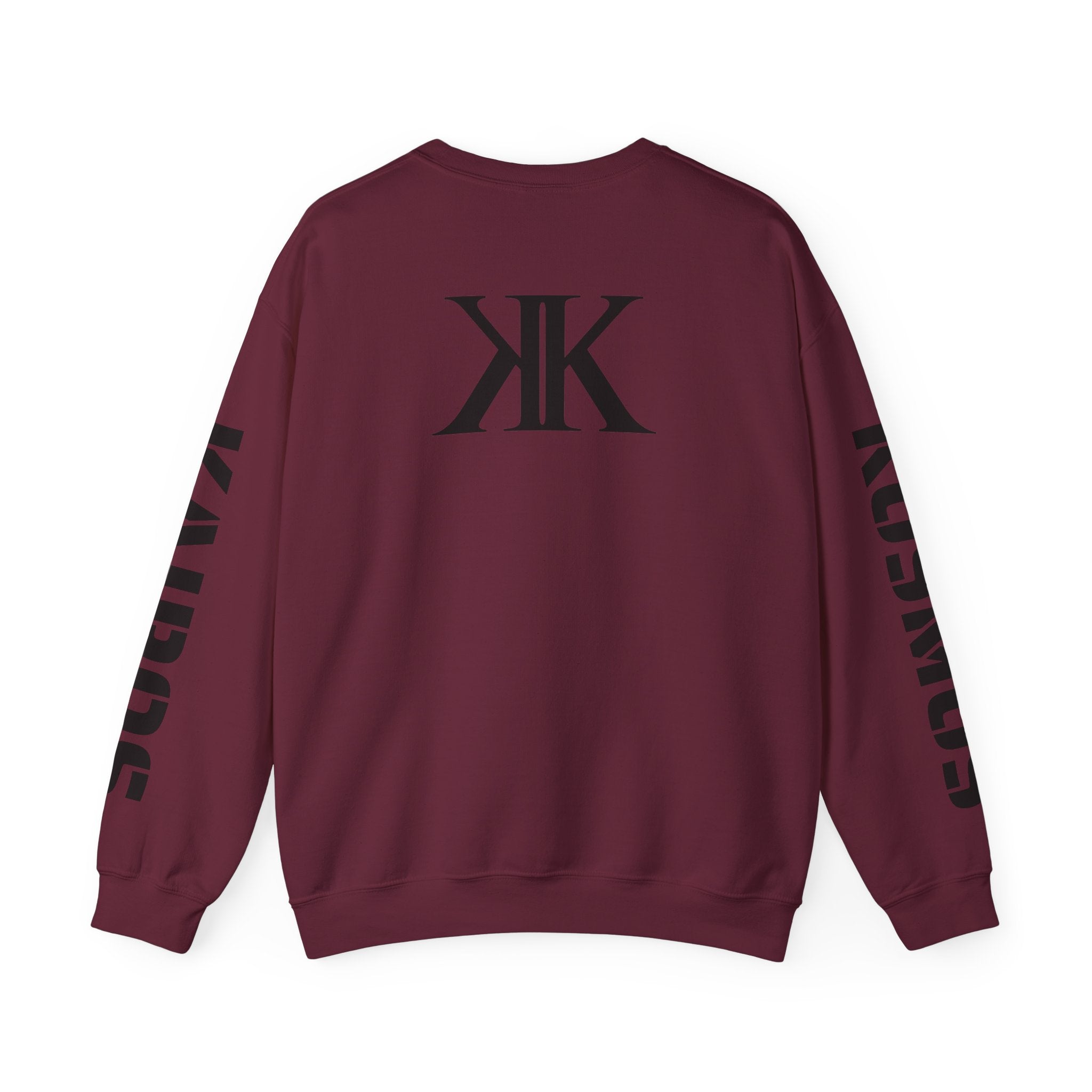 Crewneck Sweatshirt — Bold KK Logo with Sleeve Text (Kaurde / Kaurde)