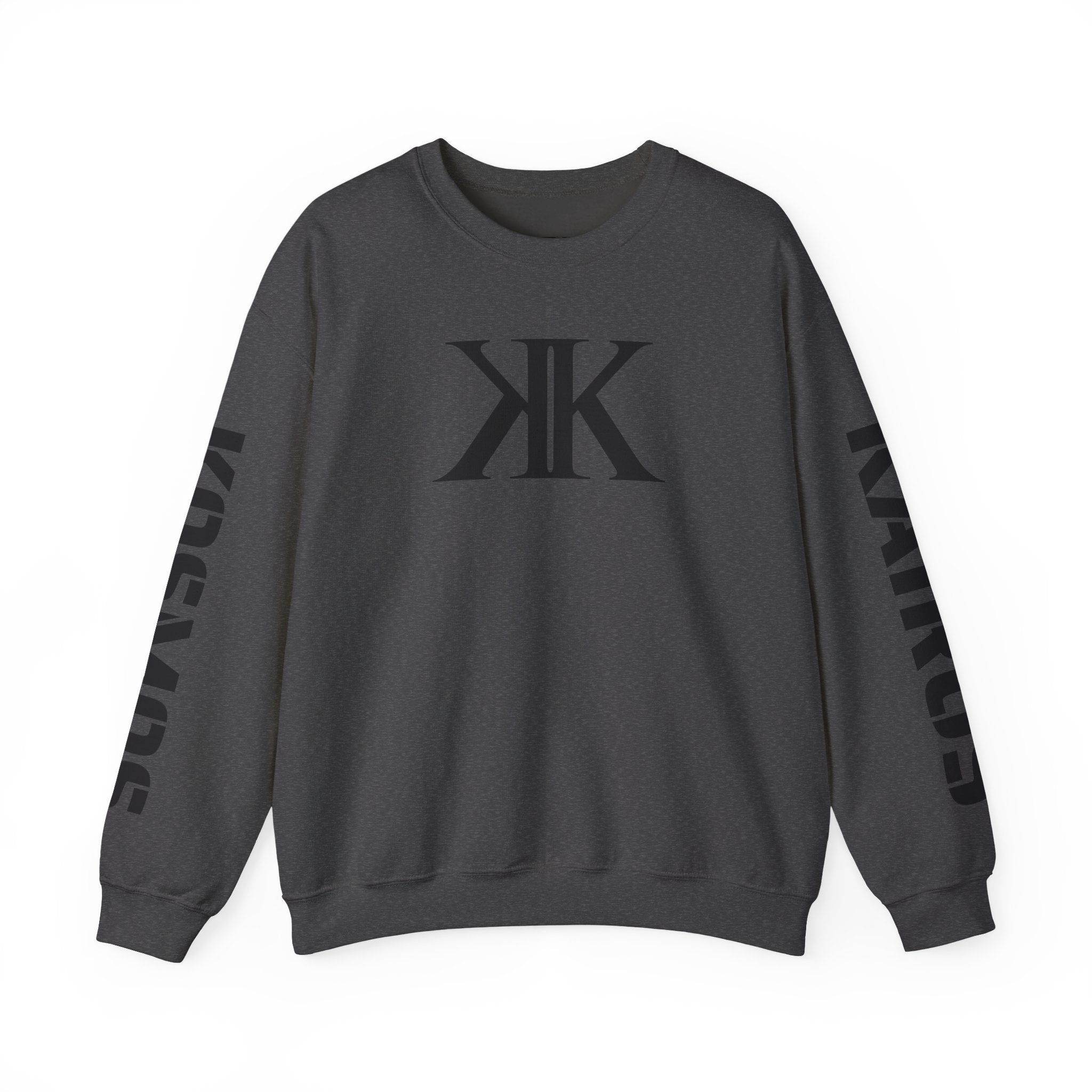 Crewneck Sweatshirt — Bold KK Logo with Sleeve Text (Kaurde / Kaurde)