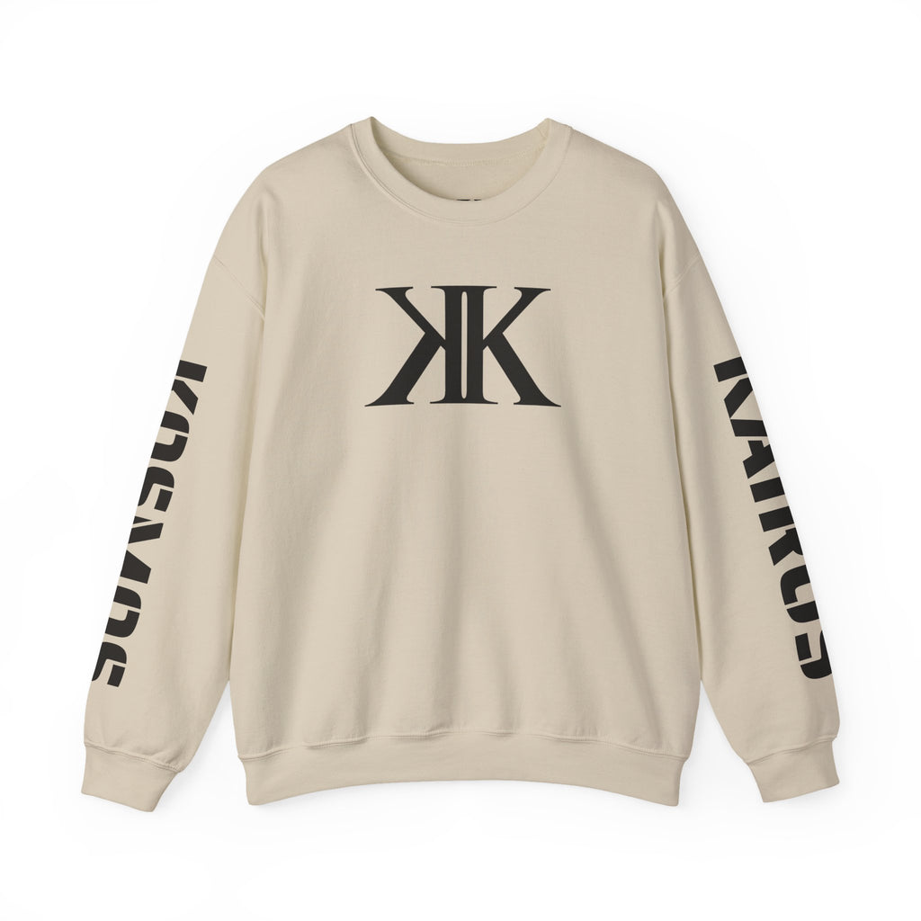 Crewneck Sweatshirt — Bold KK Logo with Sleeve Text (Kaurde / Kaurde)