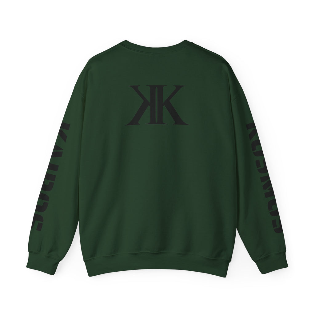 Crewneck Sweatshirt — Bold KK Logo with Sleeve Text (Kaurde / Kaurde)