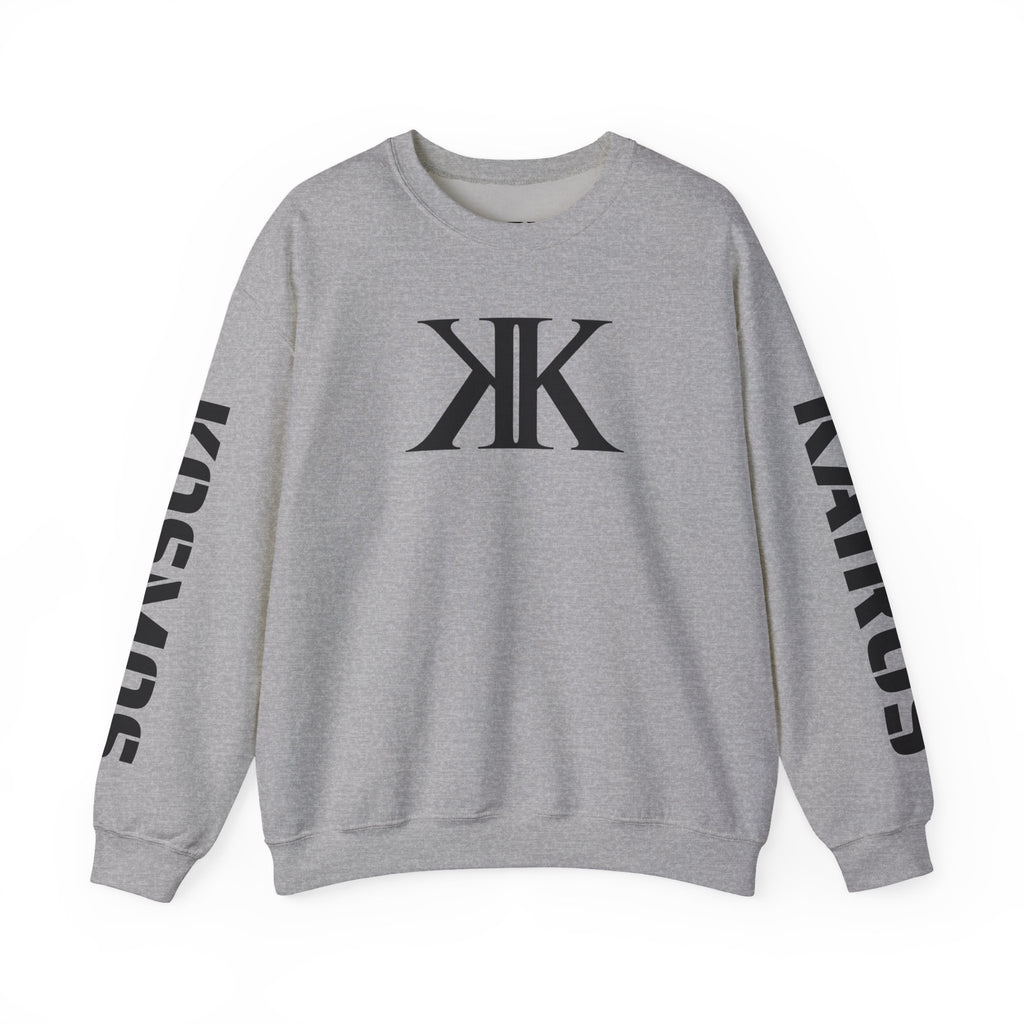 Crewneck Sweatshirt — Bold KK Logo with Sleeve Text (Kaurde / Kaurde)