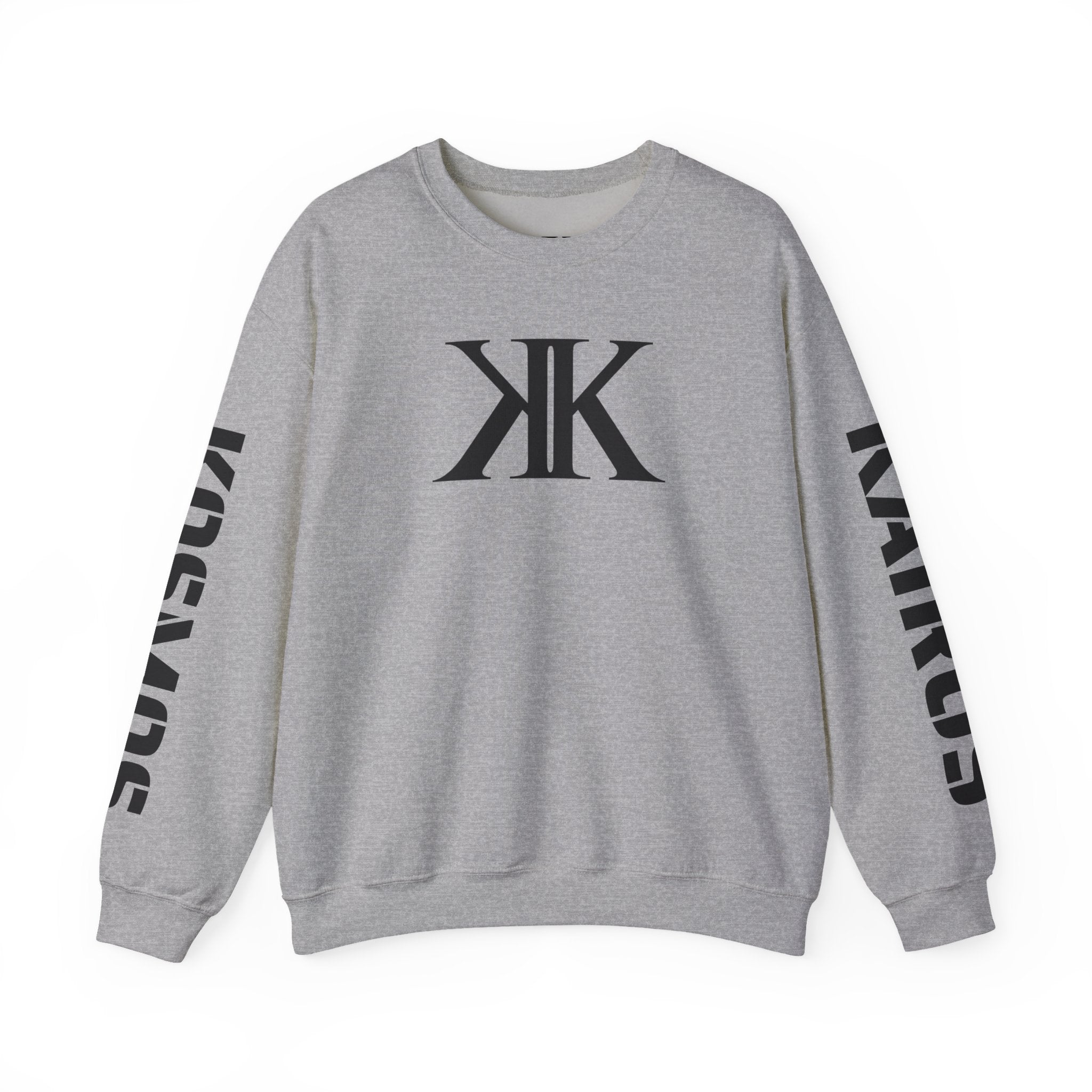 Crewneck Sweatshirt — Bold KK Logo with Sleeve Text (Kaurde / Kaurde)