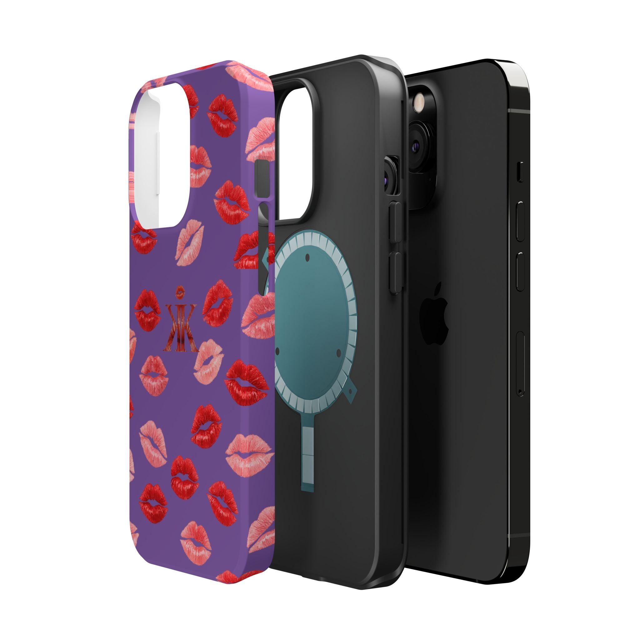 Psyche Collection Light Purple - Kiss Pattern Magnetic Impact Phone Case