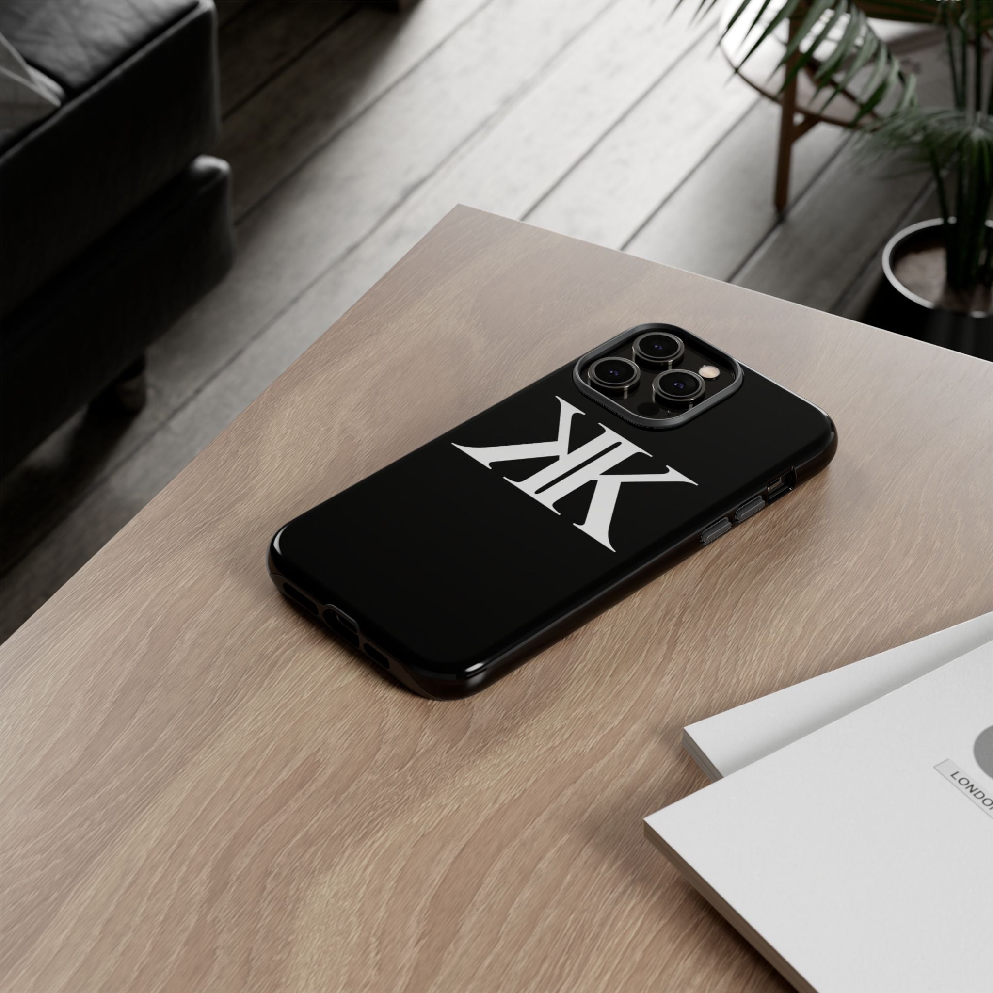 Monogram KK Phone Case BLACK — Tough Protective iPhone Cover