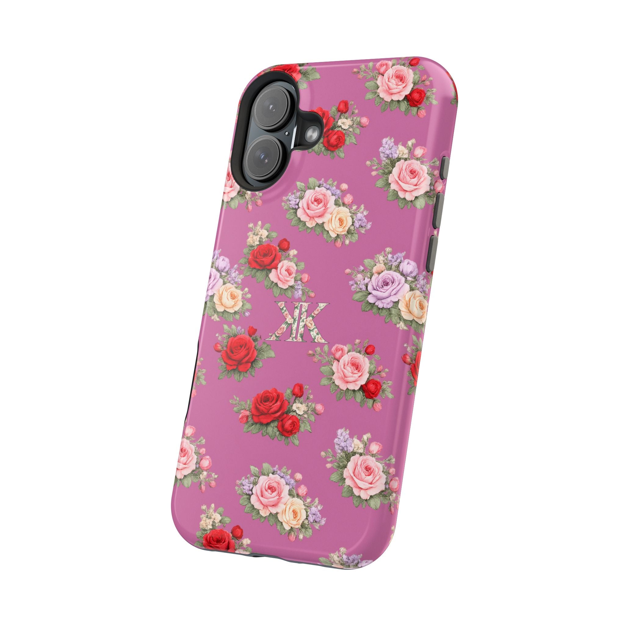 Anthos Collection Light Pink  Vintage Floral Rose Pattern Magnetic Impact-Resistant Phone Case