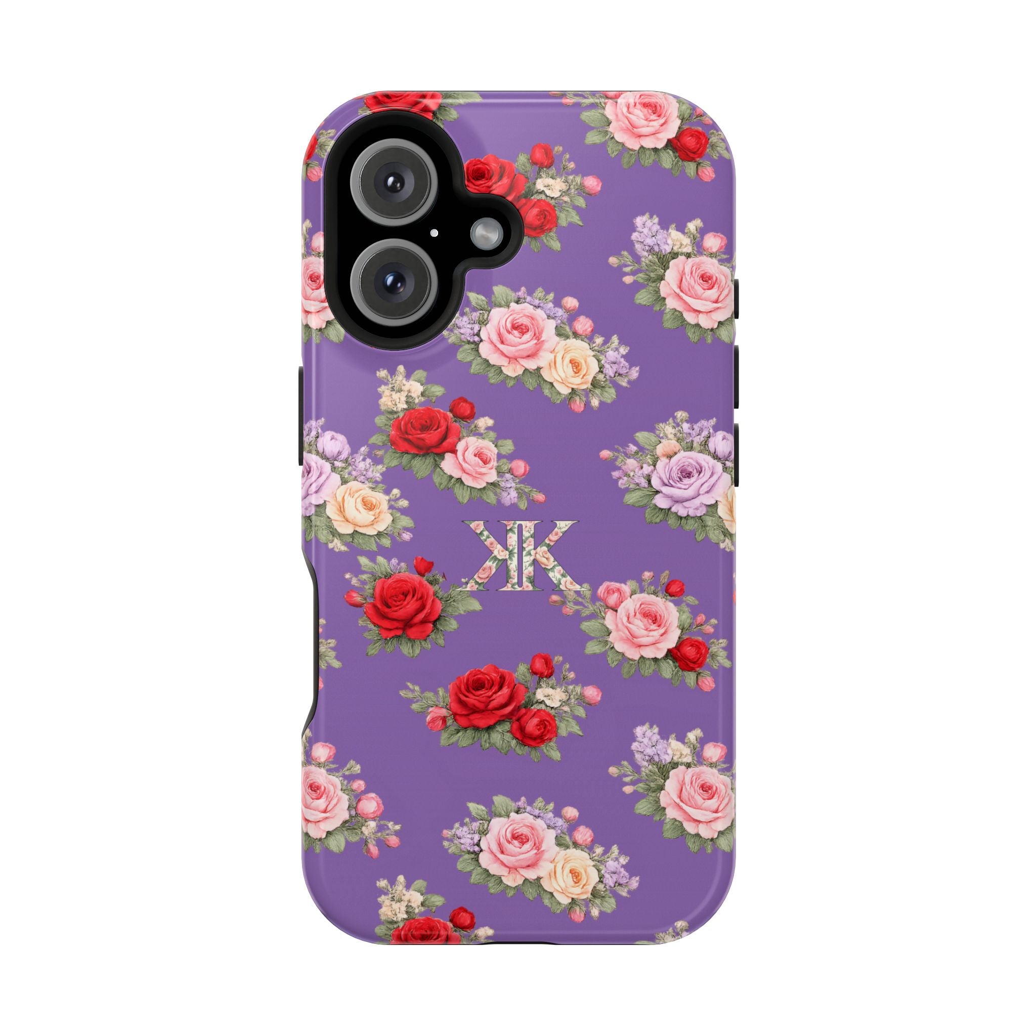 Anthos Collection Light Purple Vintage Floral Rose Pattern Magnetic Impact-Resistant Phone Case