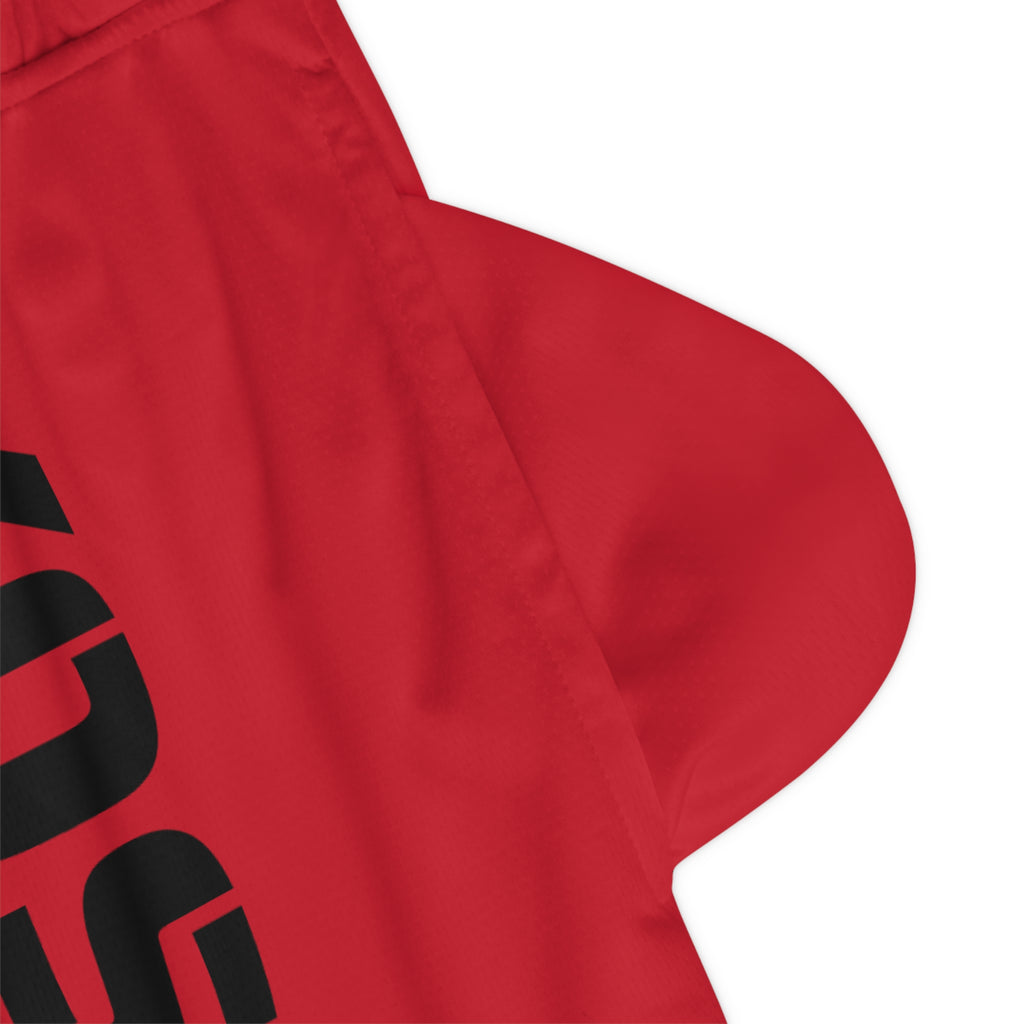 Kairos Kosmos Basketball Shorts RED- AOP 'KAIROS KOSMOS' Graphic Athletic Rib Shorts