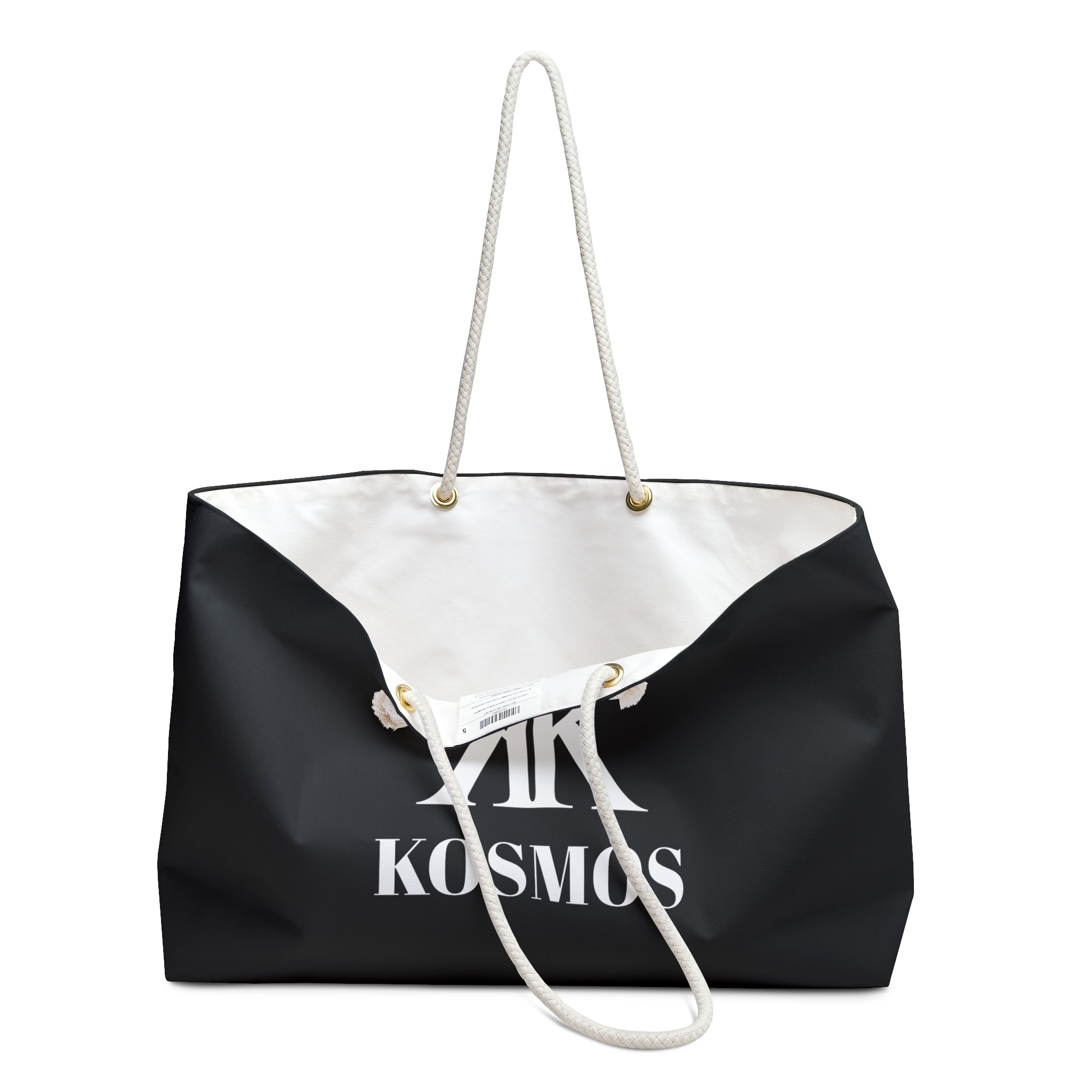 Kairos Kosmos BLACK Weekender Bag — Oversized Travel Tote with Rope Handles