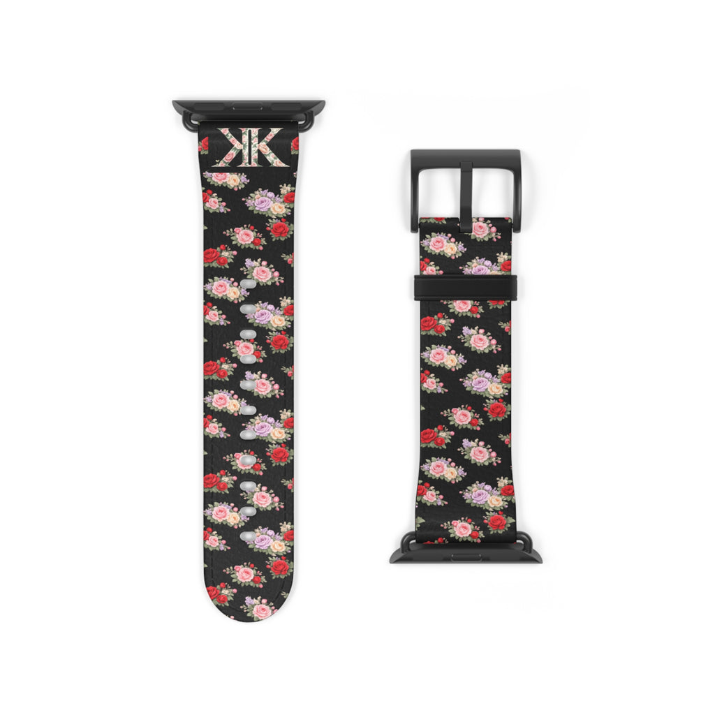 Anthos Collection BLACK Floral Vintage Watch Band — Apple Watch Strap
