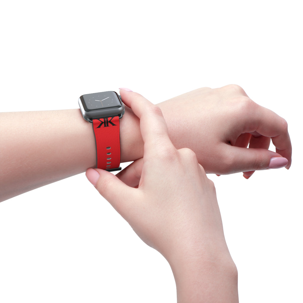 Watch Band RED —  Leather Strap with "GIVE NO FU*KS!" Text