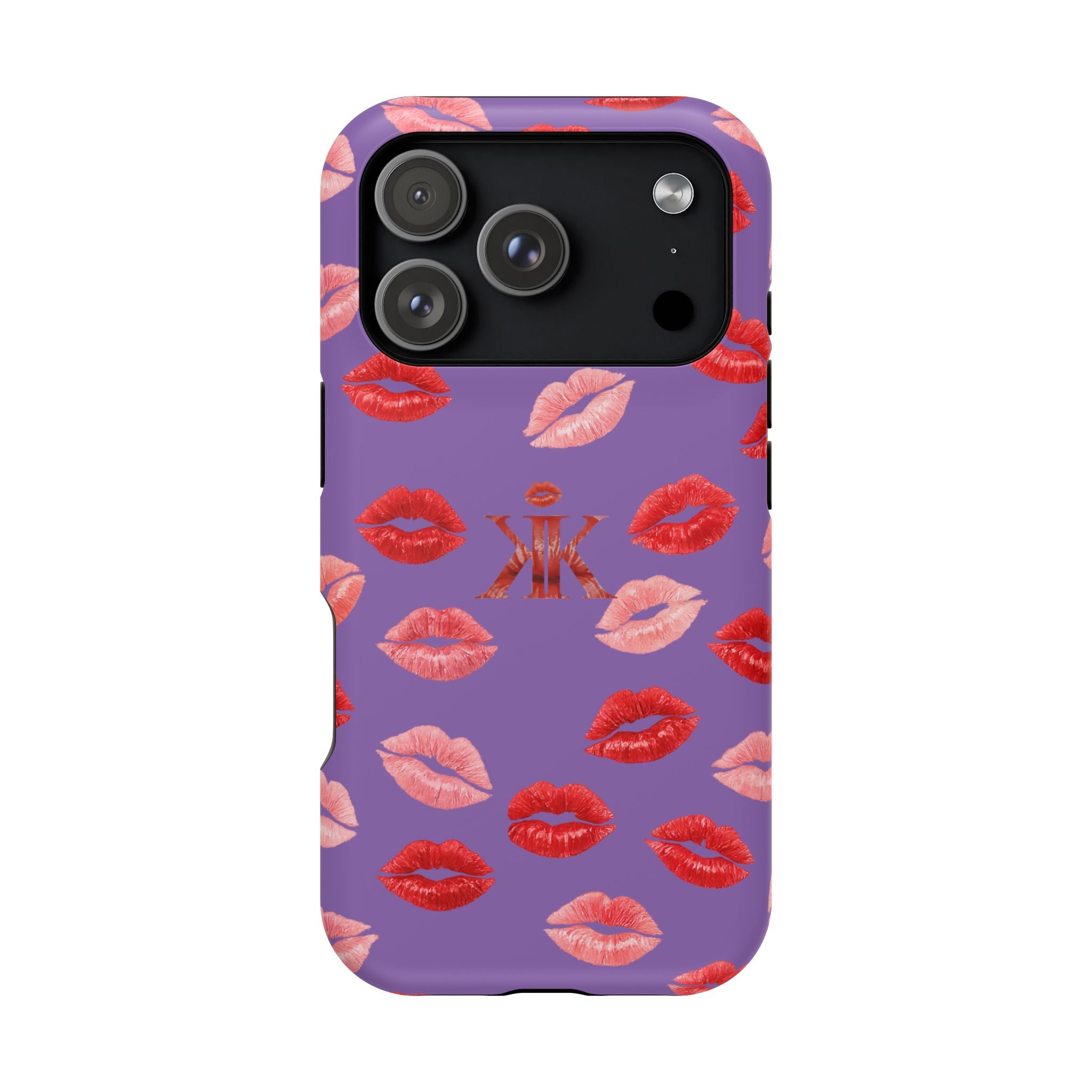 Psyche Collection Light Purple - Kiss Pattern Magnetic Impact Phone Case