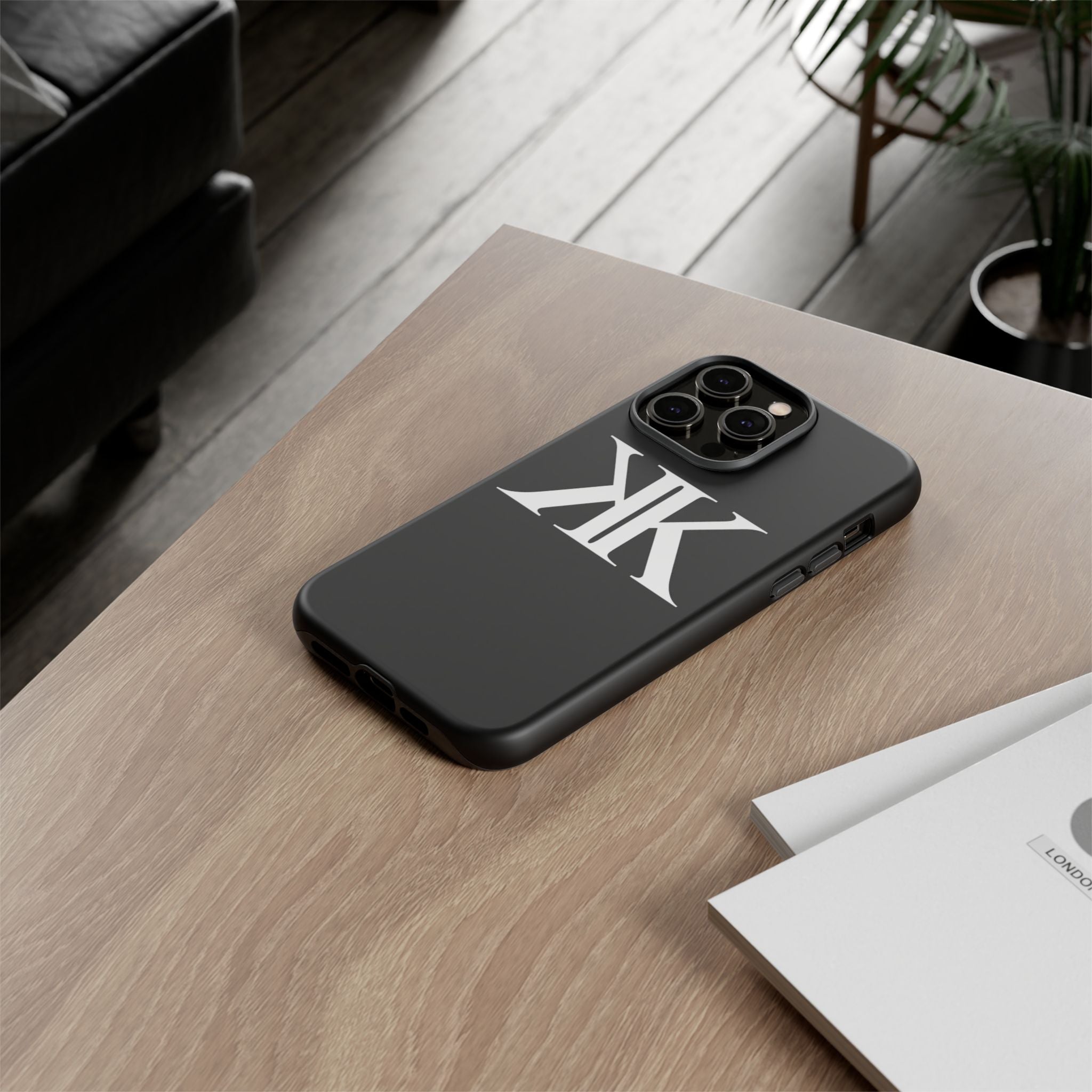 Monogram KK Phone Case BLACK — Tough Protective iPhone Cover