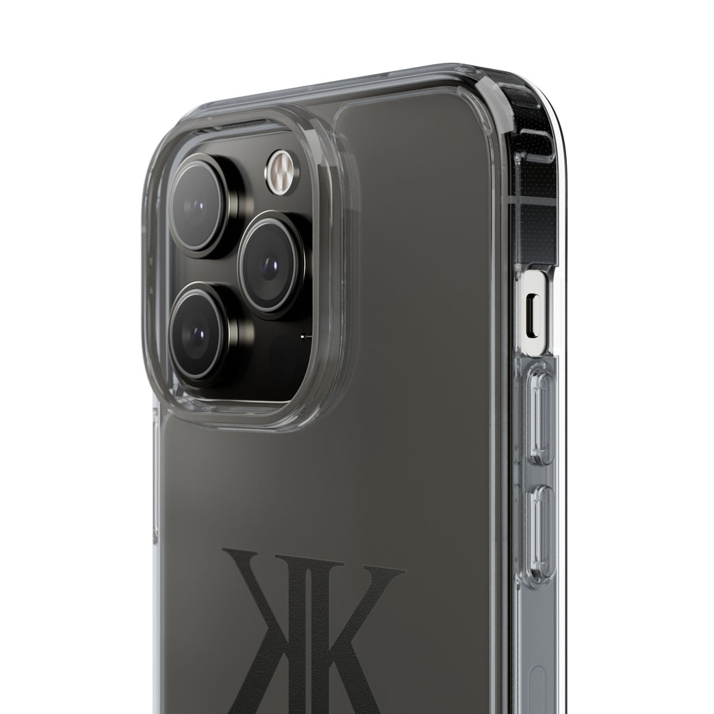 Kairos Kosmos Clear Phone Case — Minimal Black KK Monogram