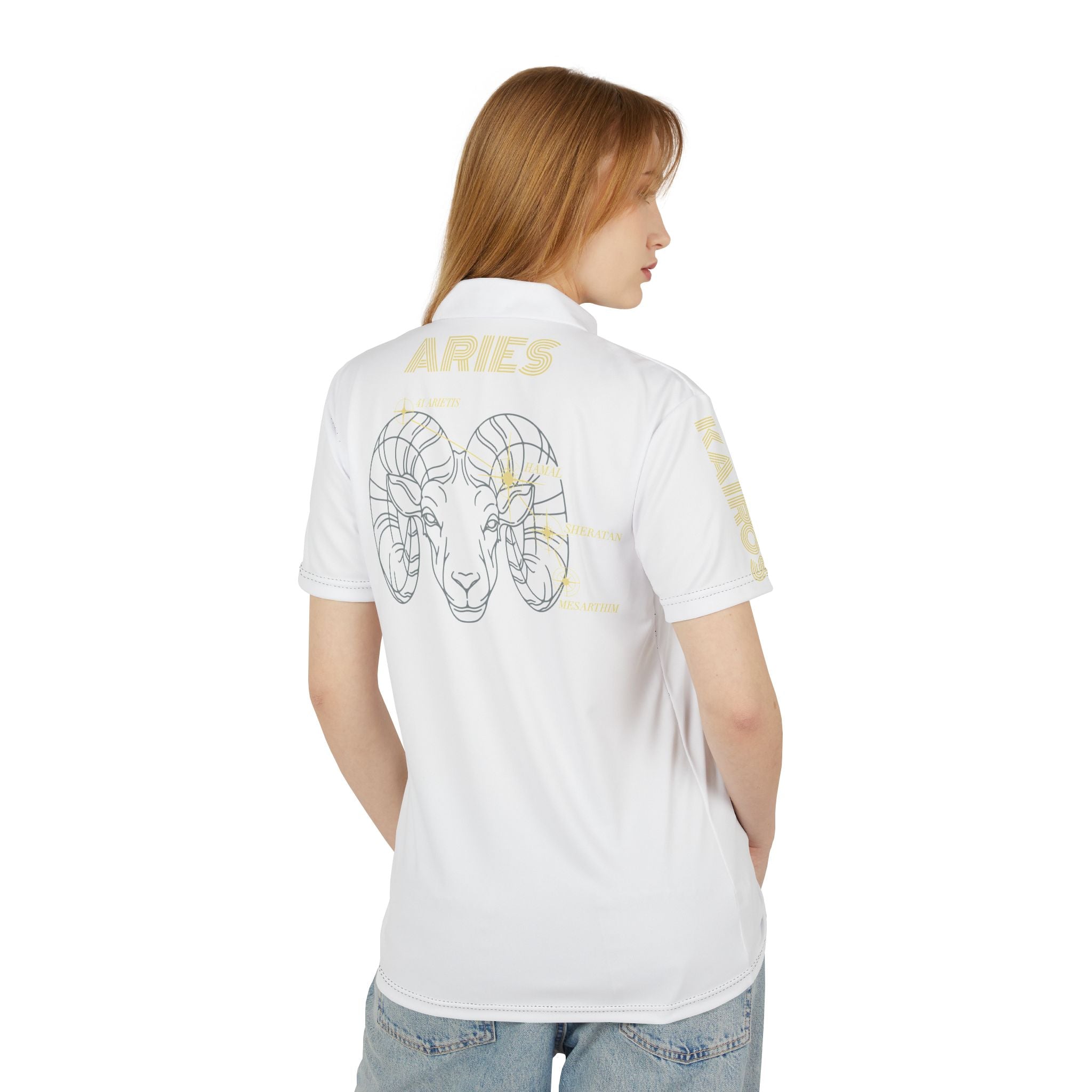 Aether Collection White Aries Polo Shirt —  Casual Work & Golf Polo