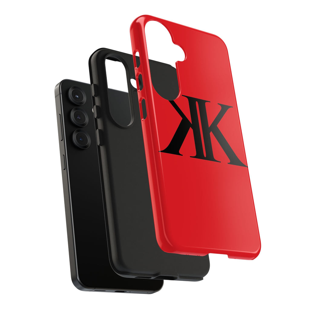 Monogram 'KK' RED Tough Phone Case — Minimal Black Initials Protective Cover